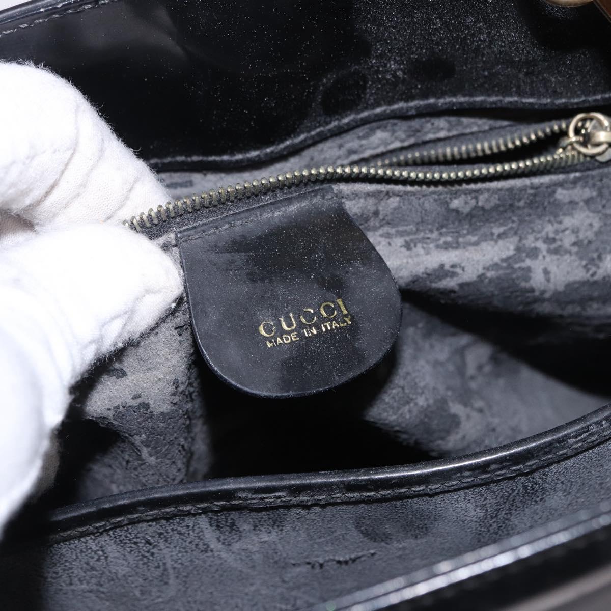 GUCCI Hand Bag Patent 2way Black Gold Tone 000 2404 0503 Auth ep15163