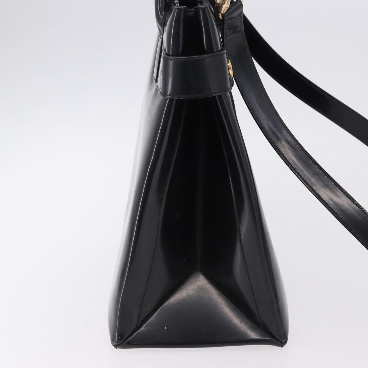 GUCCI Hand Bag Patent 2way Black Gold Tone 000 2404 0503 Auth ep15163