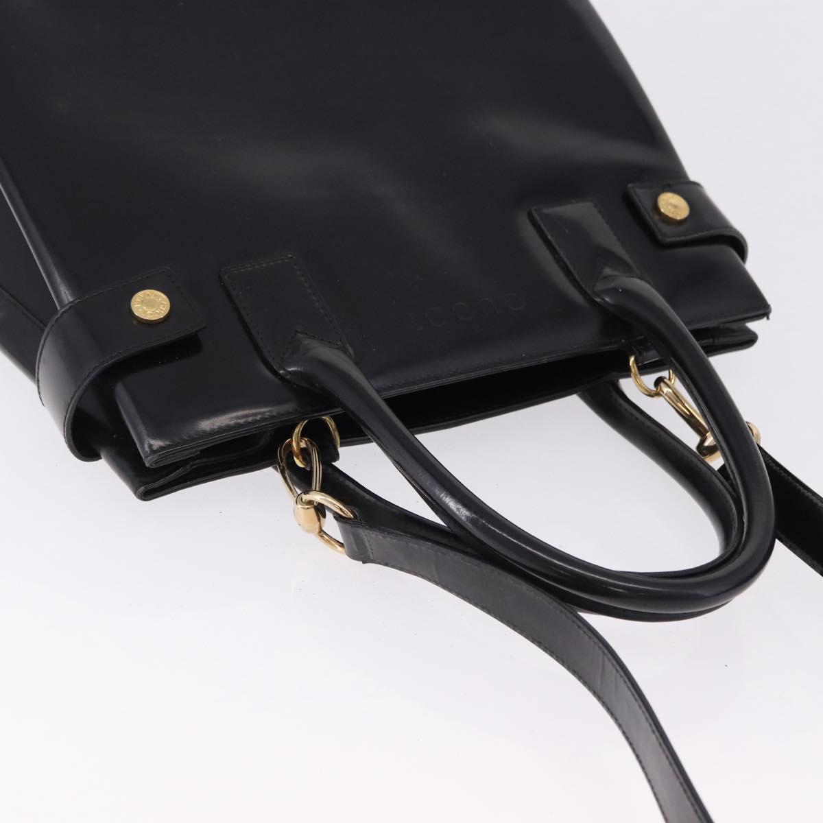 GUCCI Hand Bag Patent 2way Black Gold Tone 000 2404 0503 Auth ep15163