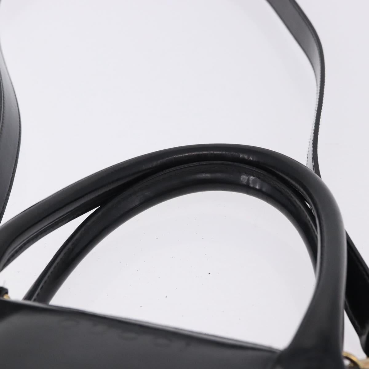 GUCCI Hand Bag Patent 2way Black Gold Tone 000 2404 0503 Auth ep15163
