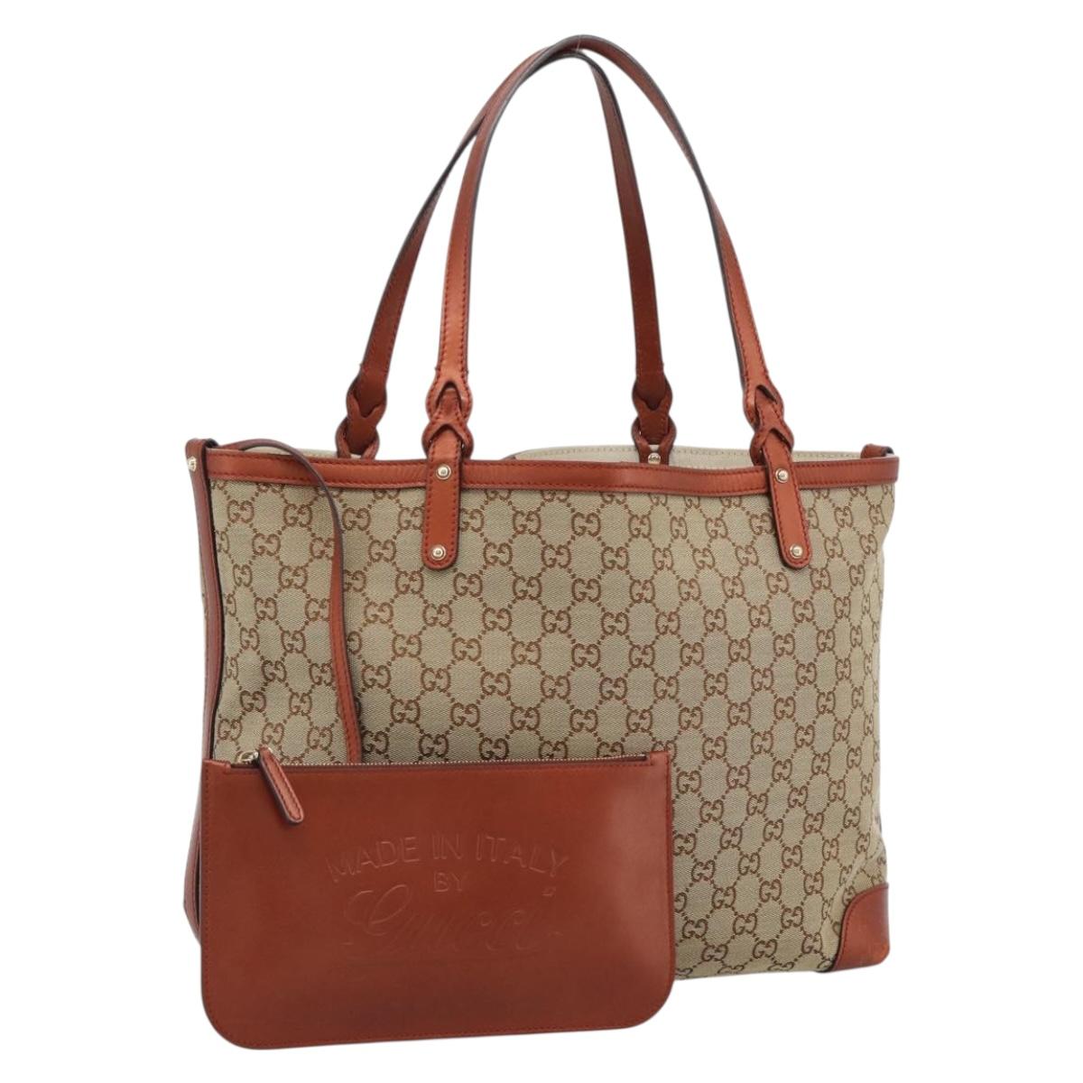 GUCCI GG Canvas Tote Bag Beige Red 247209 Auth ep15164