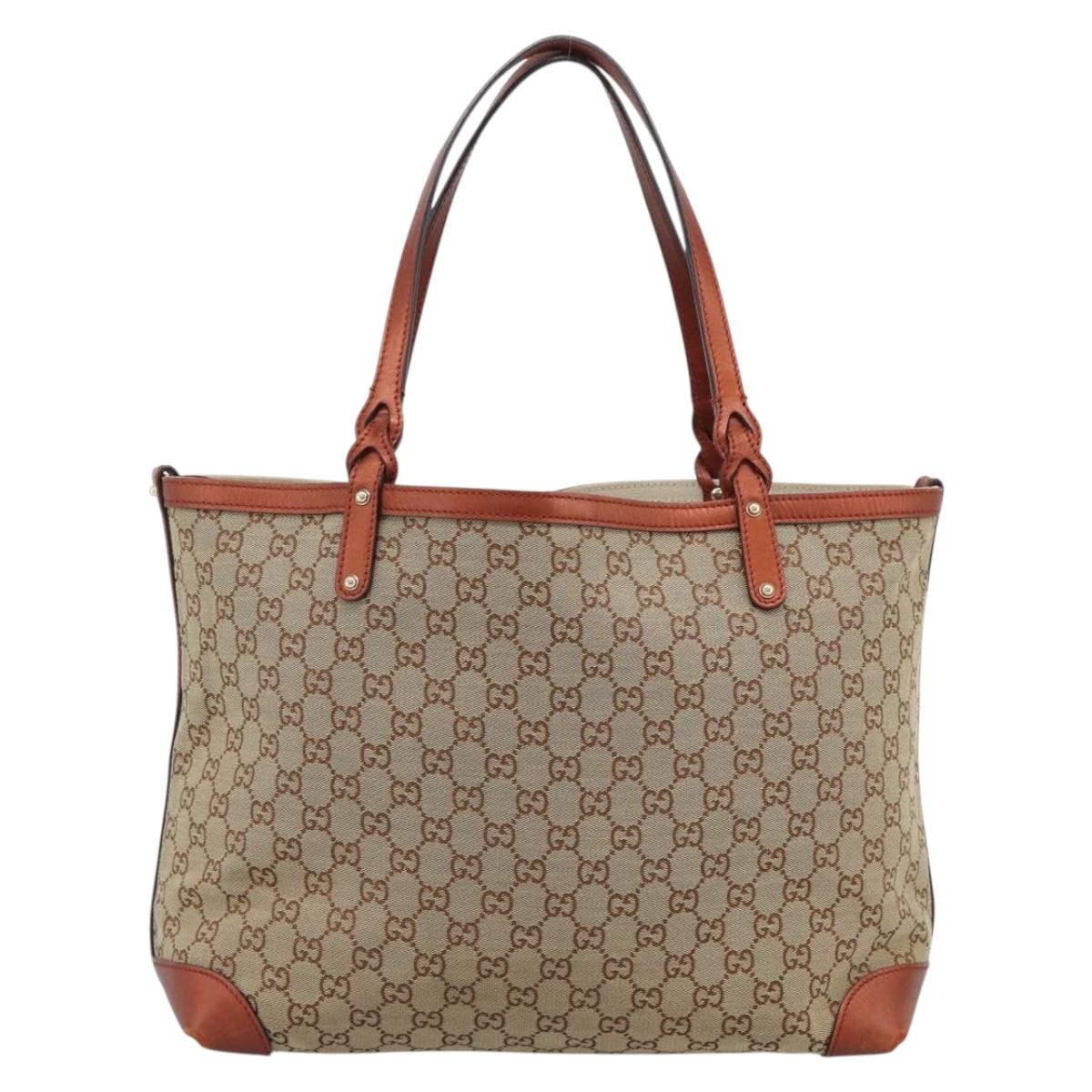 GUCCI GG Canvas Tote Bag Beige Red 247209 Auth ep15164