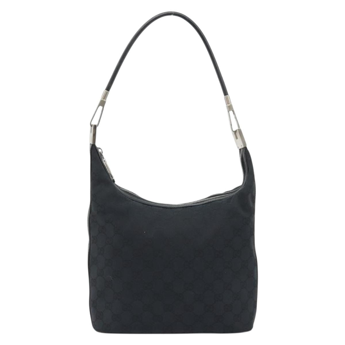 GUCCI GG Canvas Shoulder Bag Black Silver 001 3814 Auth ep15165A