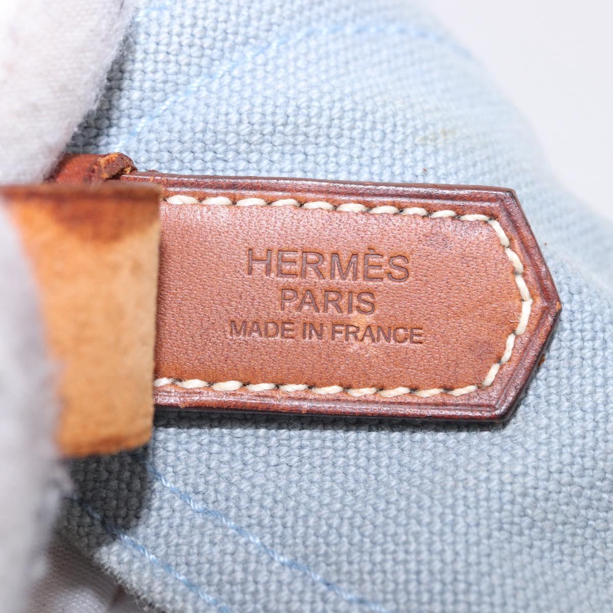 HERMES Marwali GM Shoulder Bag Canvas Light Blue Silver Auth ep15167