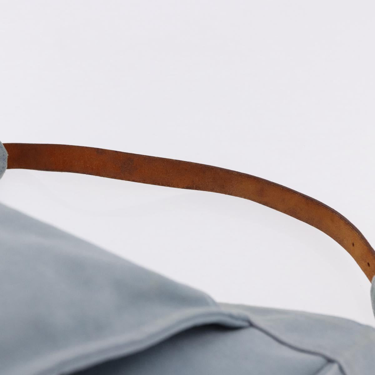 HERMES Marwali GM Shoulder Bag Canvas Light Blue Silver Auth ep15167