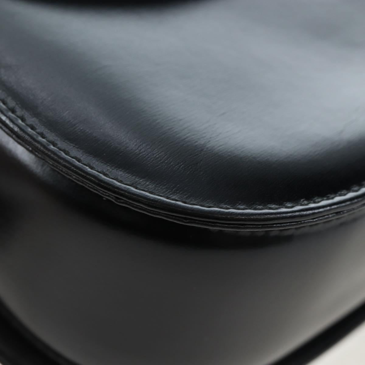 GUCCI Bamboo Hand Bag Leather 2way Black Gold Tone Auth ep15168SAV