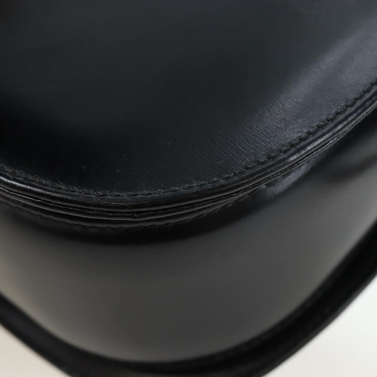 GUCCI Bamboo Hand Bag Leather 2way Black Gold Tone Auth ep15168SAV