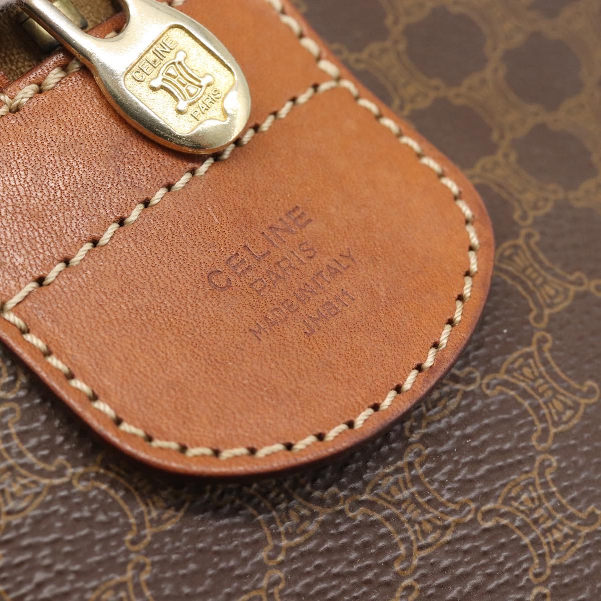 CELINE Macadam Boston Bag PVC Leather Brown Gold Tone Auth ep15169