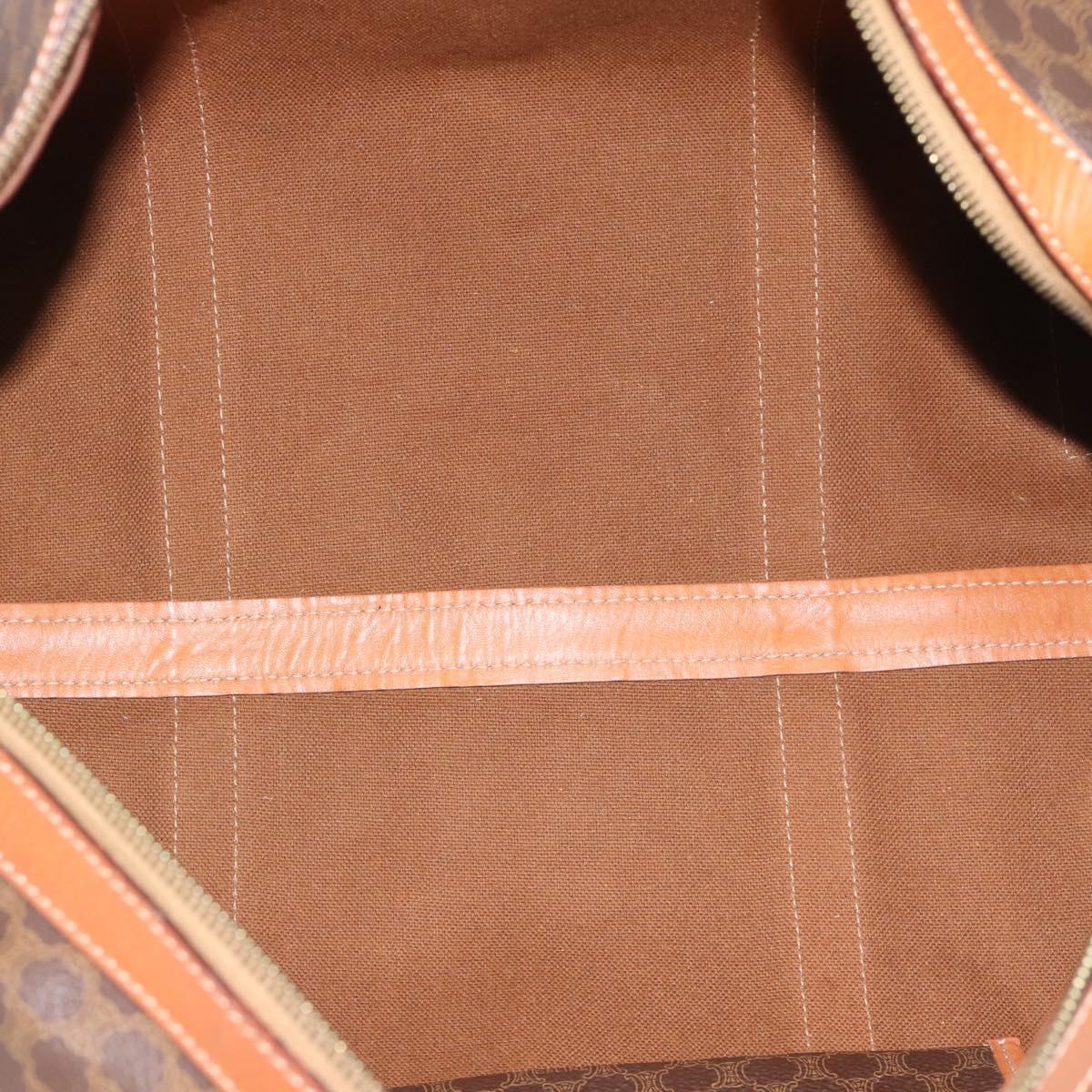 CELINE Macadam Boston Bag PVC Leather Brown Gold Tone Auth ep15169