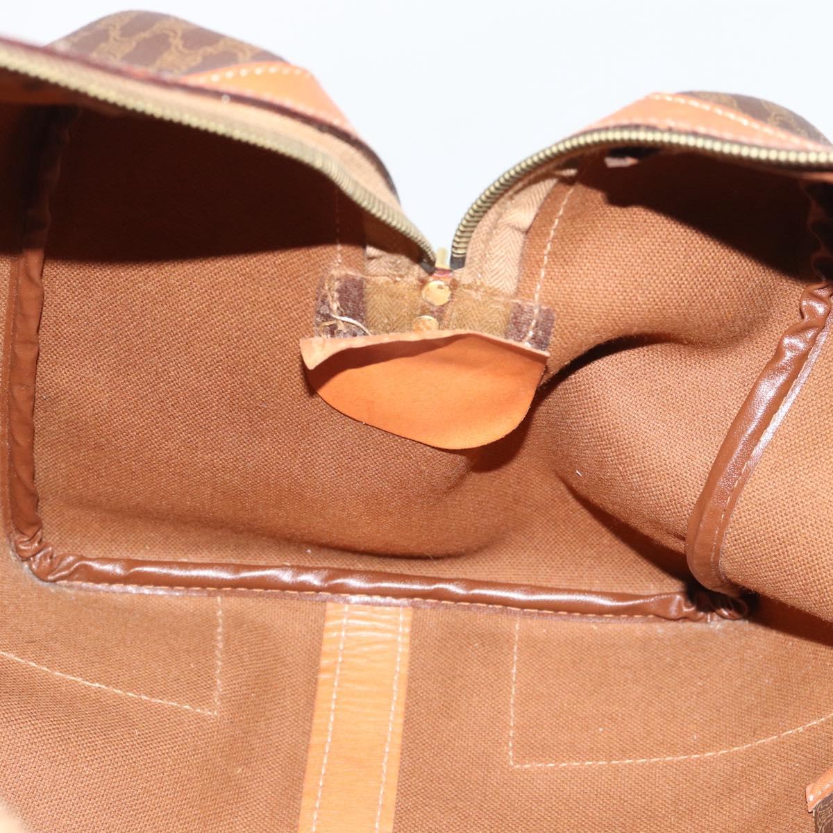CELINE Macadam Boston Bag PVC Leather Brown Gold Tone Auth ep15169