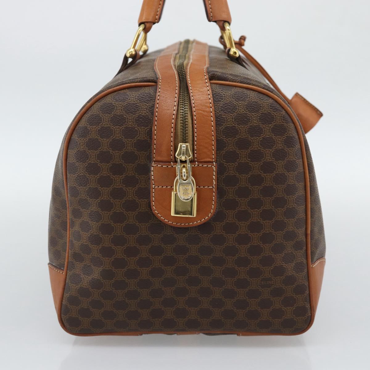 CELINE Macadam Boston Bag PVC Leather Brown Gold Tone Auth ep15169