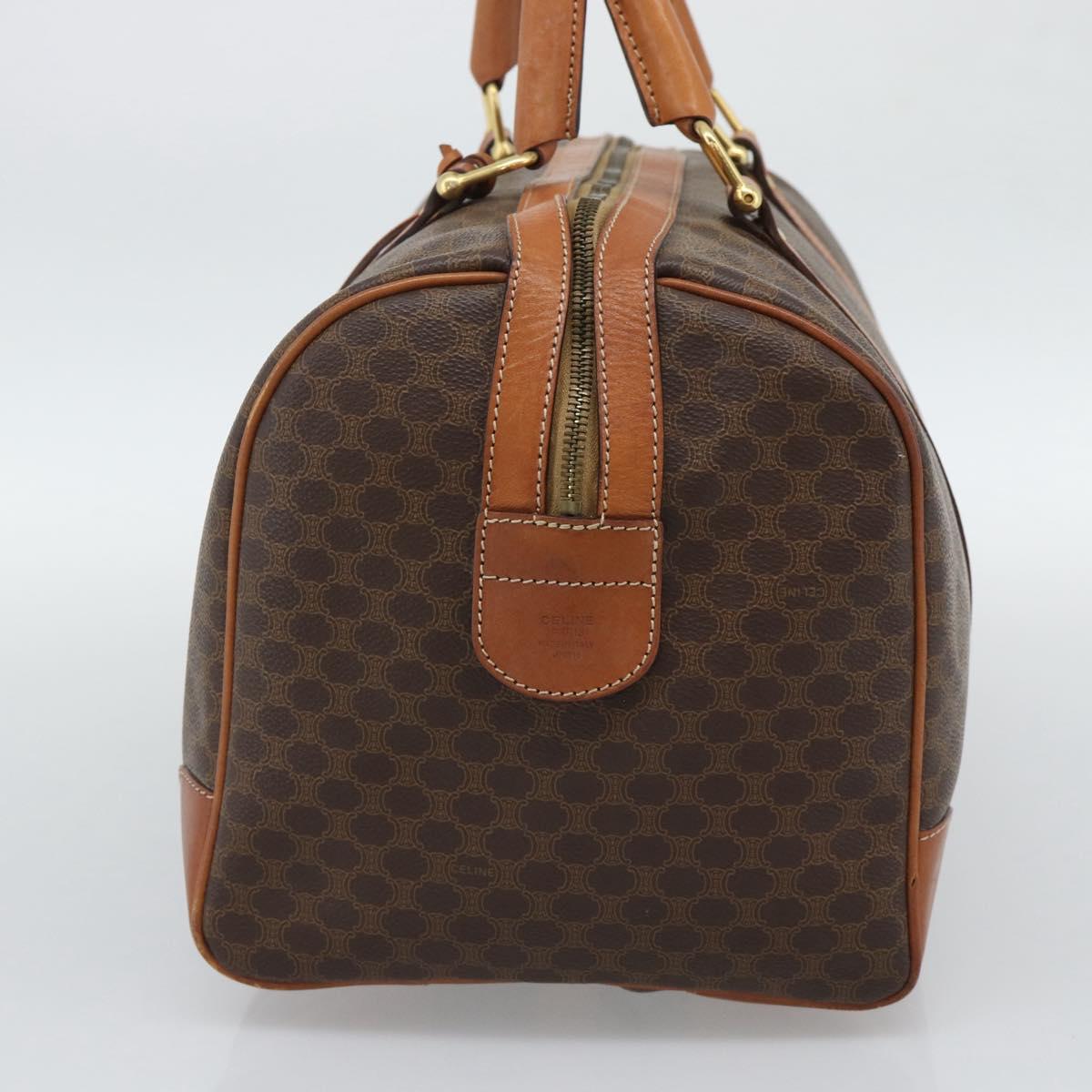 CELINE Macadam Boston Bag PVC Leather Brown Gold Tone Auth ep15169
