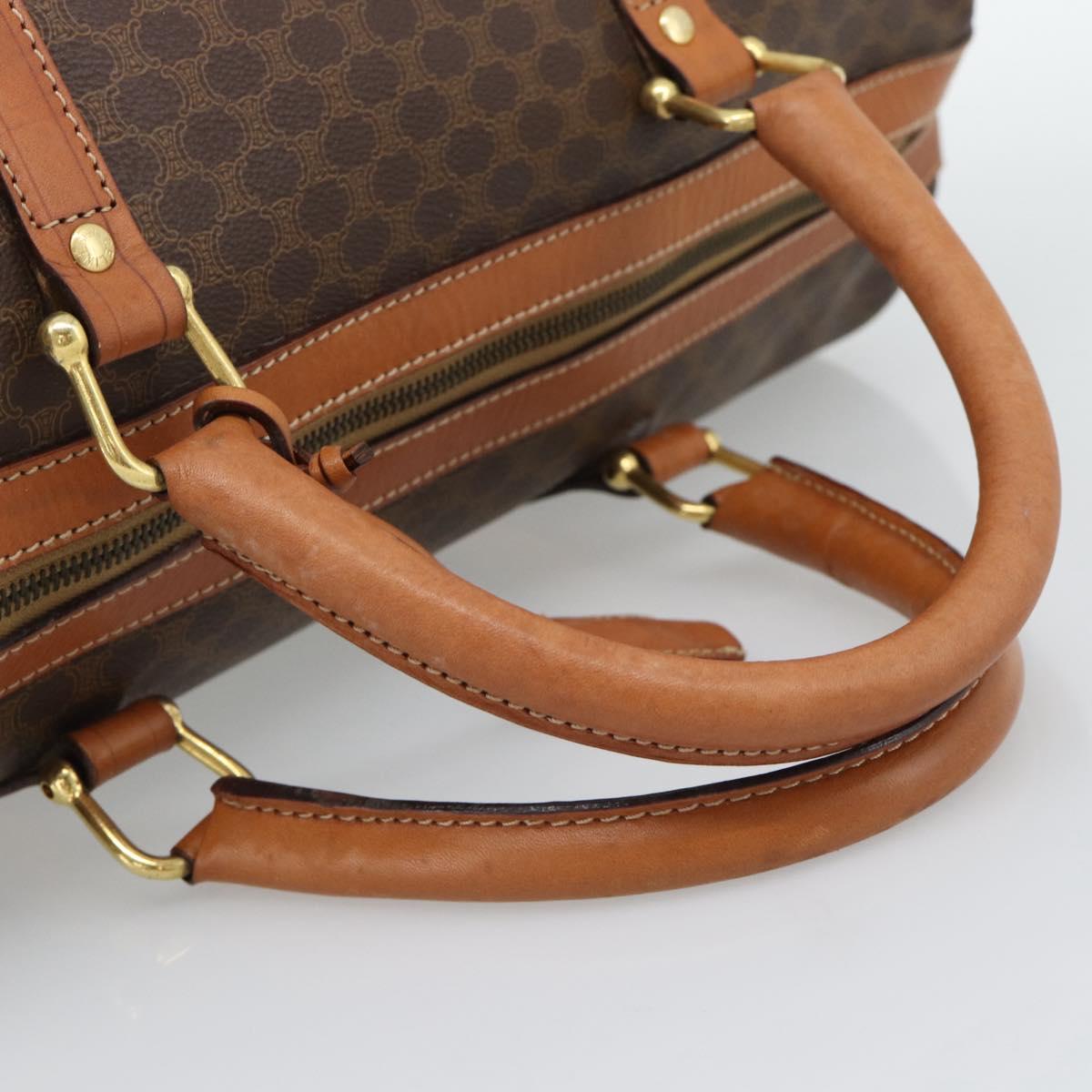 CELINE Macadam Boston Bag PVC Leather Brown Gold Tone Auth ep15169
