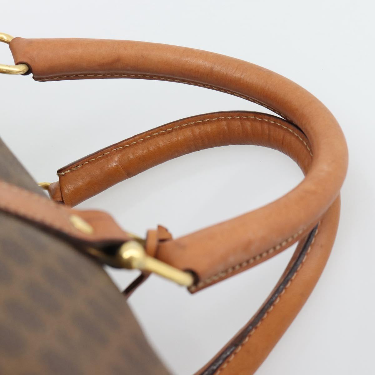 CELINE Macadam Boston Bag PVC Leather Brown Gold Tone Auth ep15169