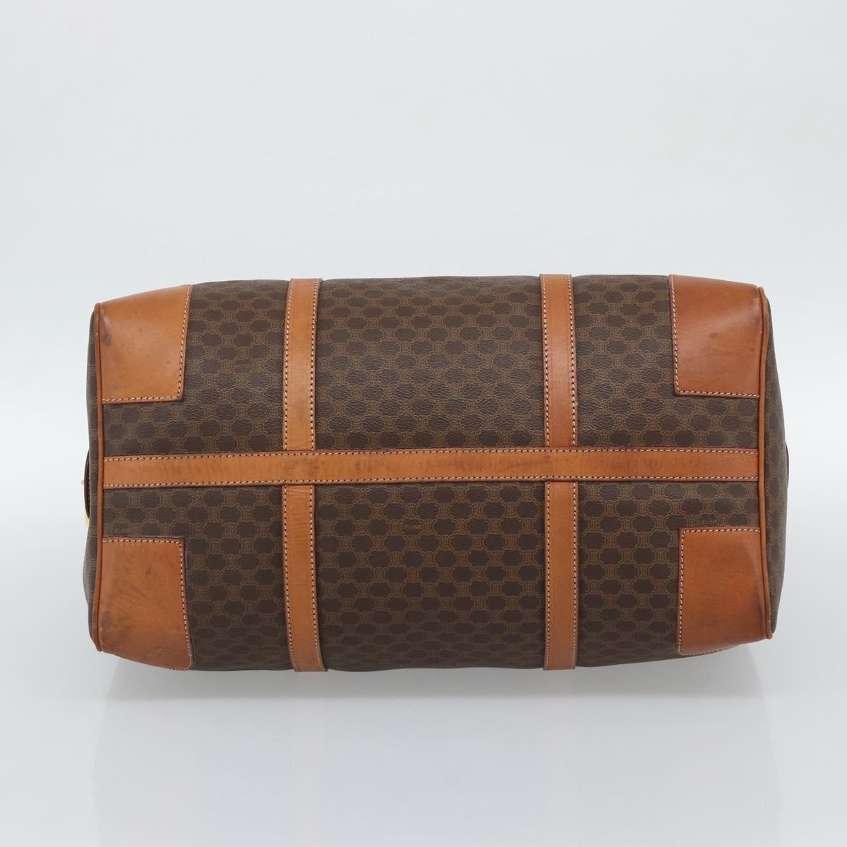 CELINE Macadam Boston Bag PVC Leather Brown Gold Tone Auth ep15169