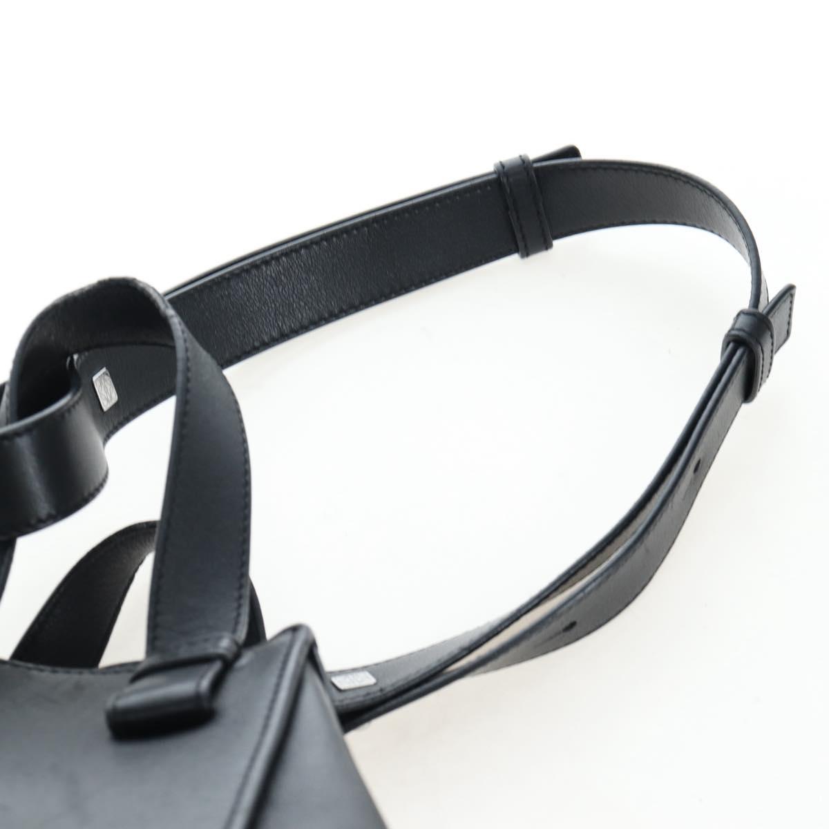 LOEWE Hammock Medium Hand Bag Leather 2way Black Silver Auth ep15172SAV