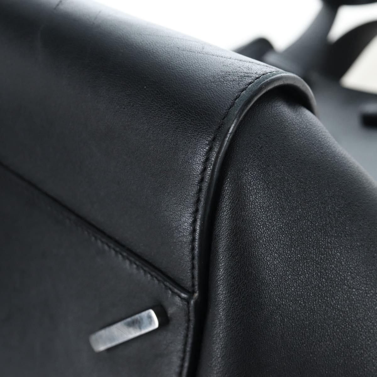 LOEWE Hammock Medium Hand Bag Leather 2way Black Silver Auth ep15172SAV
