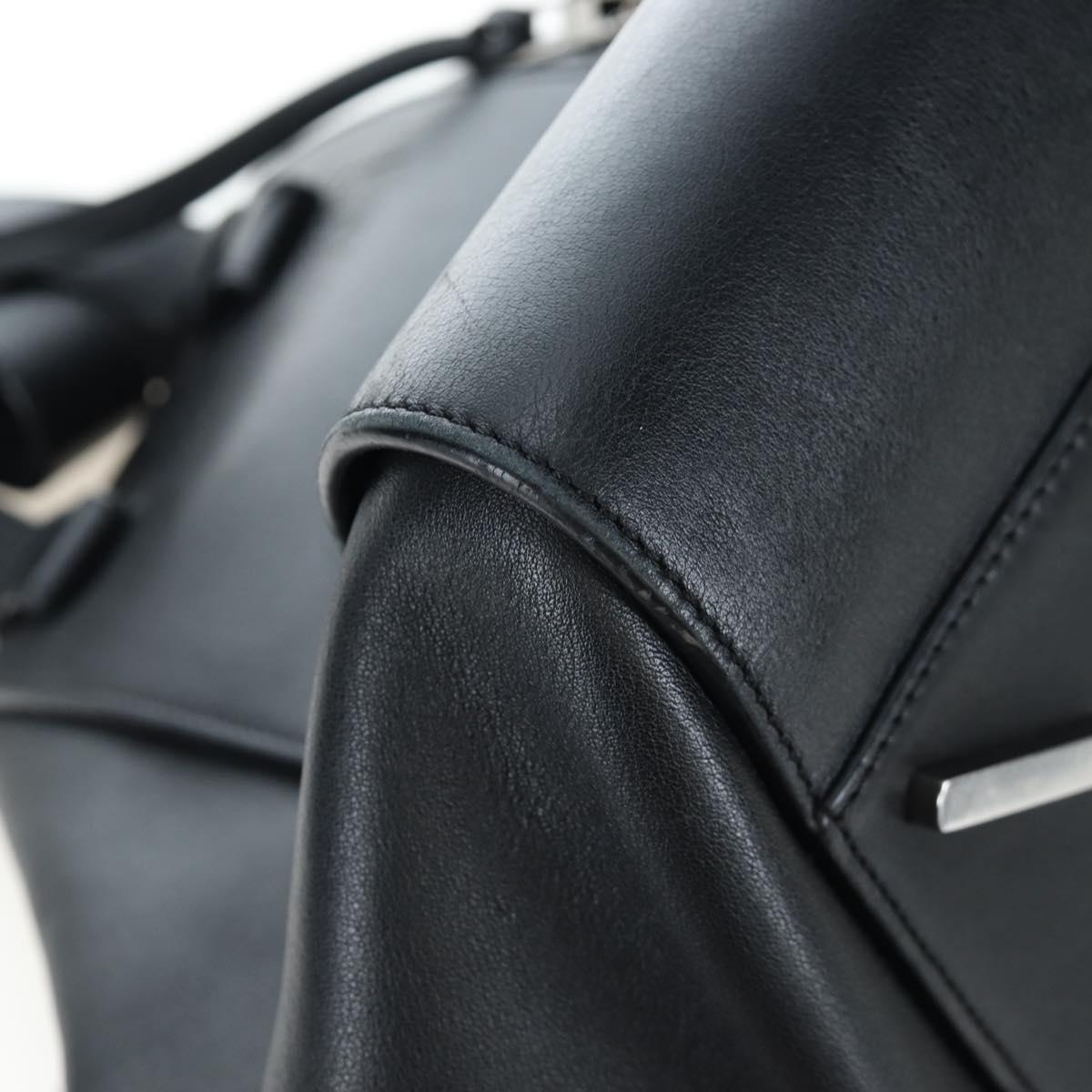 LOEWE Hammock Medium Hand Bag Leather 2way Black Silver Auth ep15172SAV