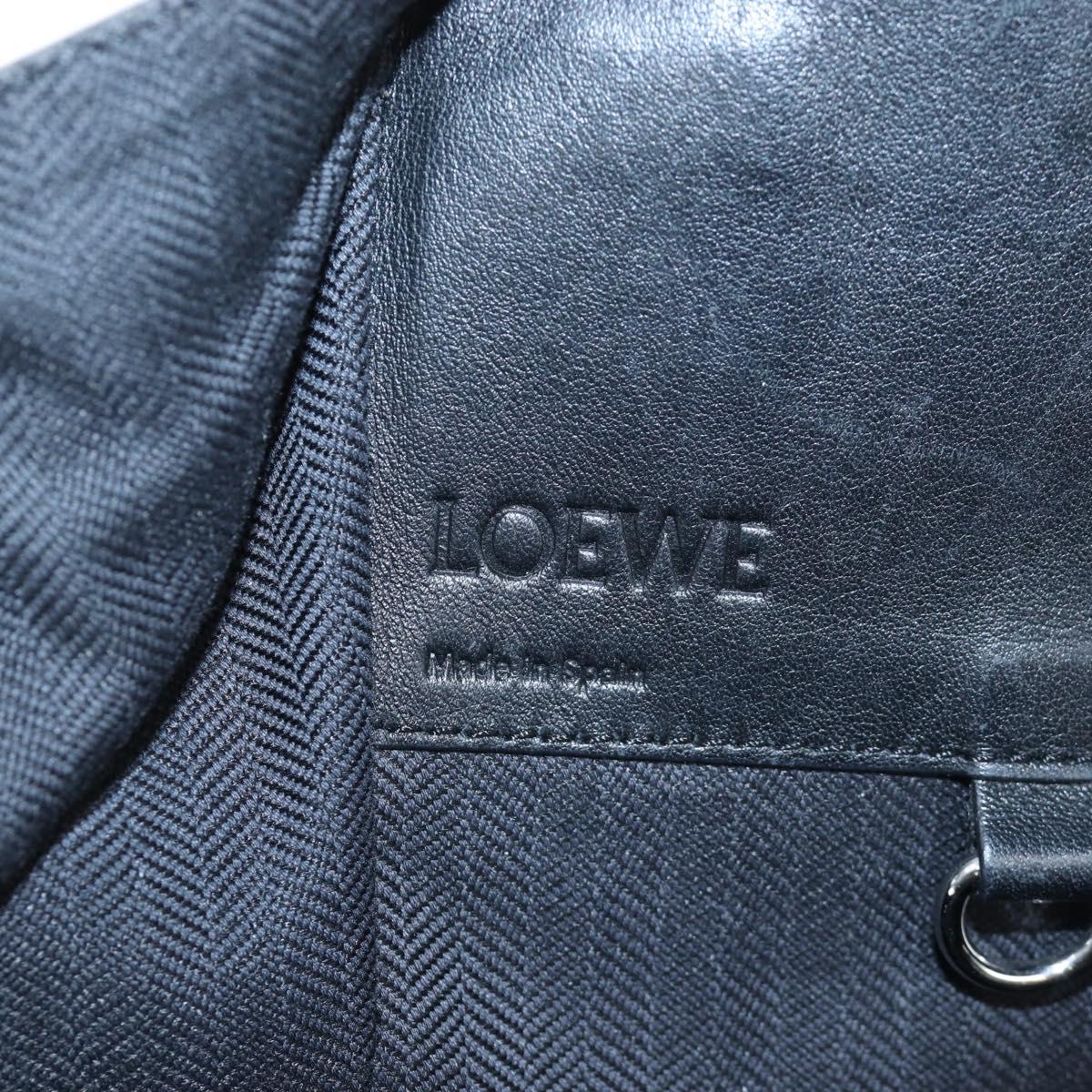 LOEWE Hammock Medium Hand Bag Leather 2way Black Silver Auth ep15172SAV