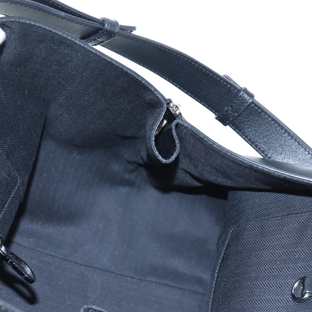 LOEWE Hammock Medium Hand Bag Leather 2way Black Silver Auth ep15172SAV