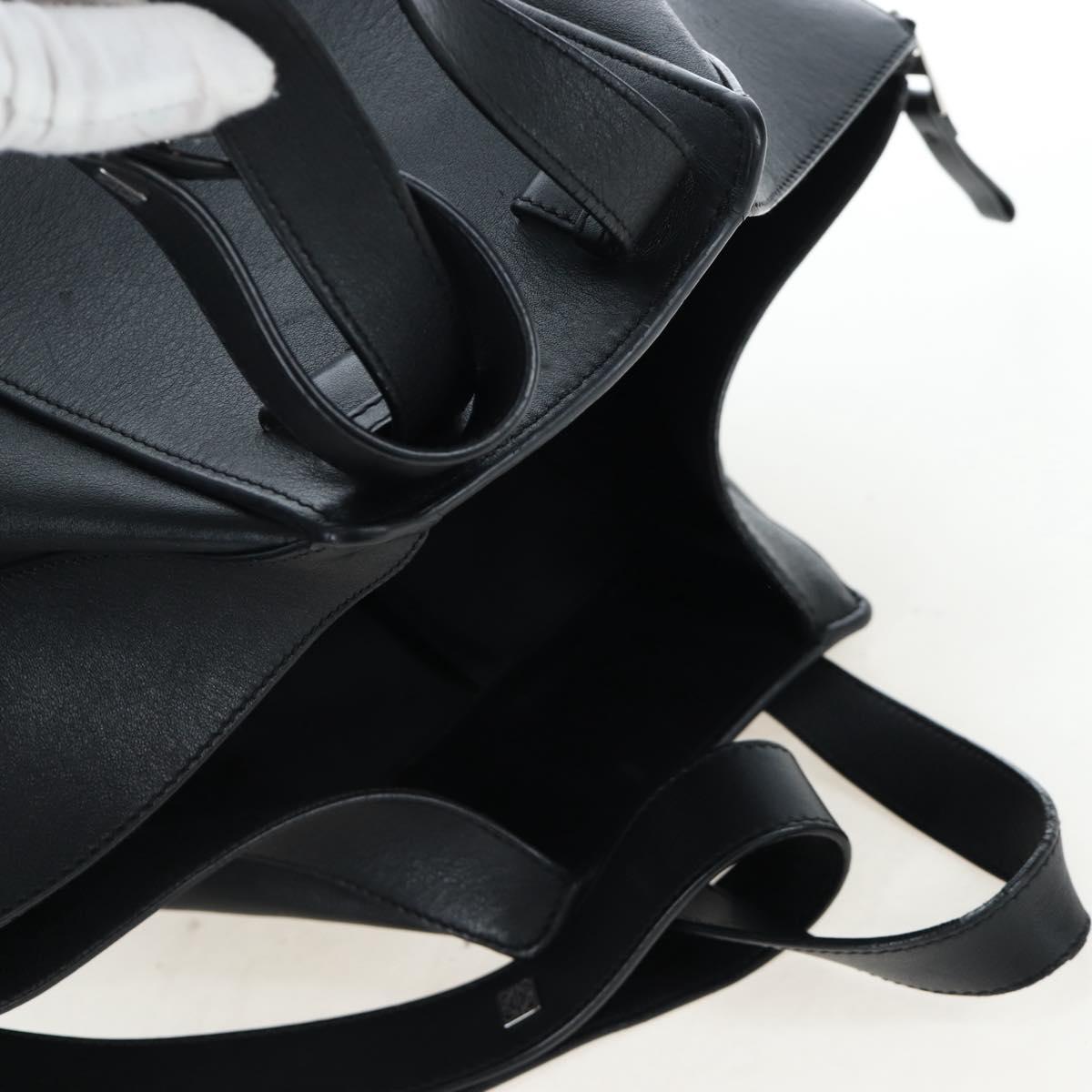 LOEWE Hammock Medium Hand Bag Leather 2way Black Silver Auth ep15172SAV