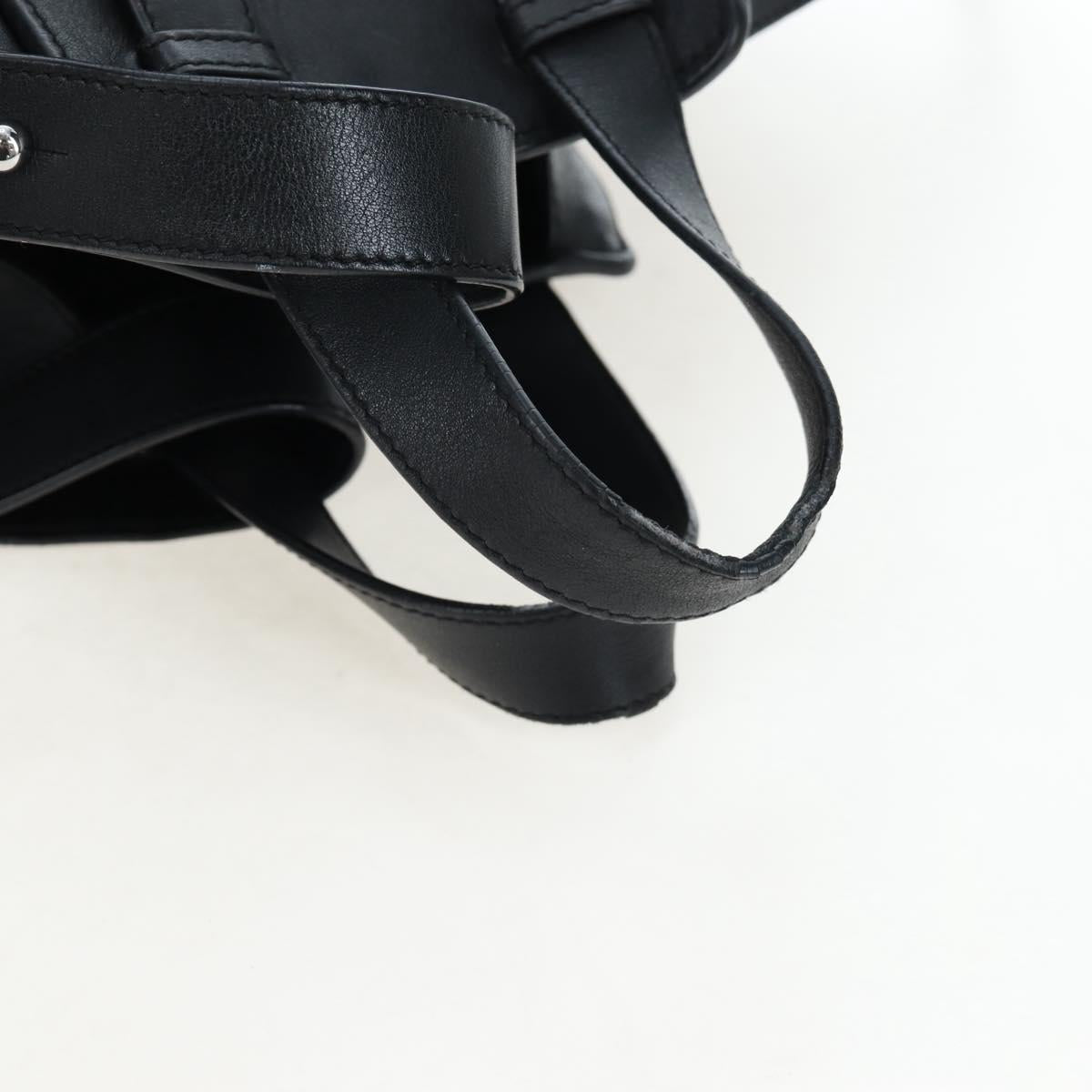 LOEWE Hammock Medium Hand Bag Leather 2way Black Silver Auth ep15172SAV