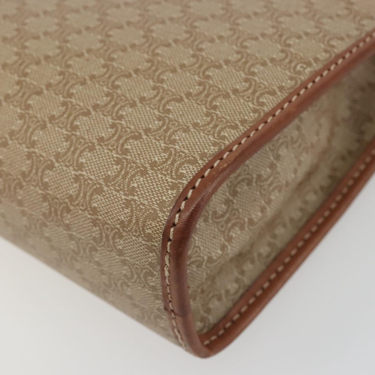 CELINE Macadam Clutch Bag PVC Leather Beige Gold Tone Auth ep15177