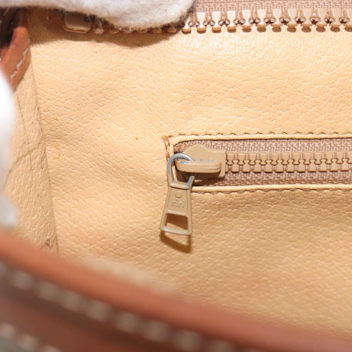 CELINE Macadam Clutch Bag PVC Leather Beige Gold Tone Auth ep15177