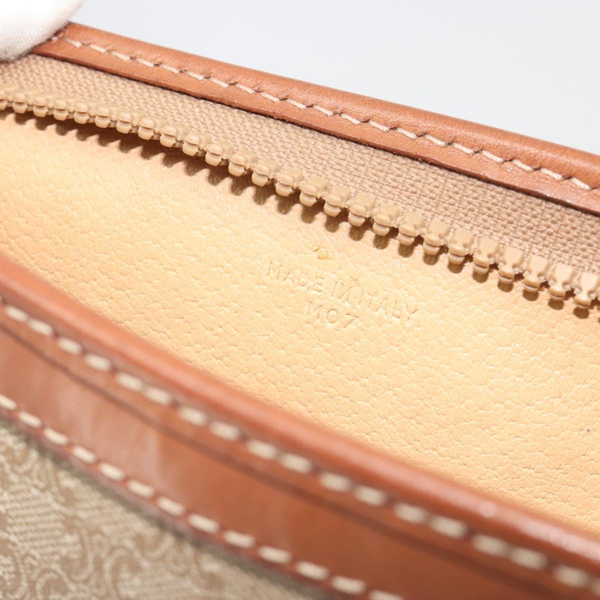 CELINE Macadam Clutch Bag PVC Leather Beige Gold Tone Auth ep15177