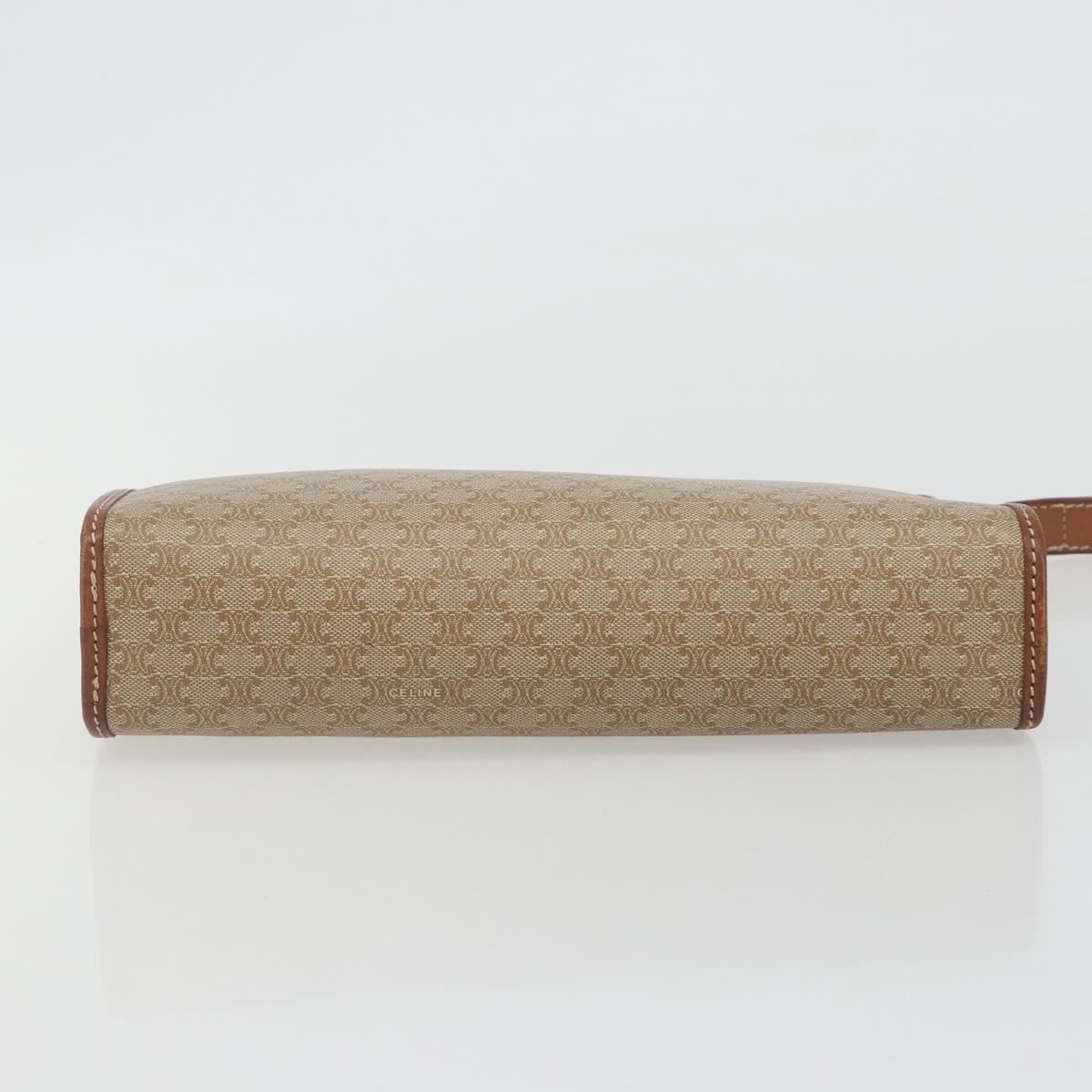 CELINE Macadam Clutch Bag PVC Leather Beige Gold Tone Auth ep15177