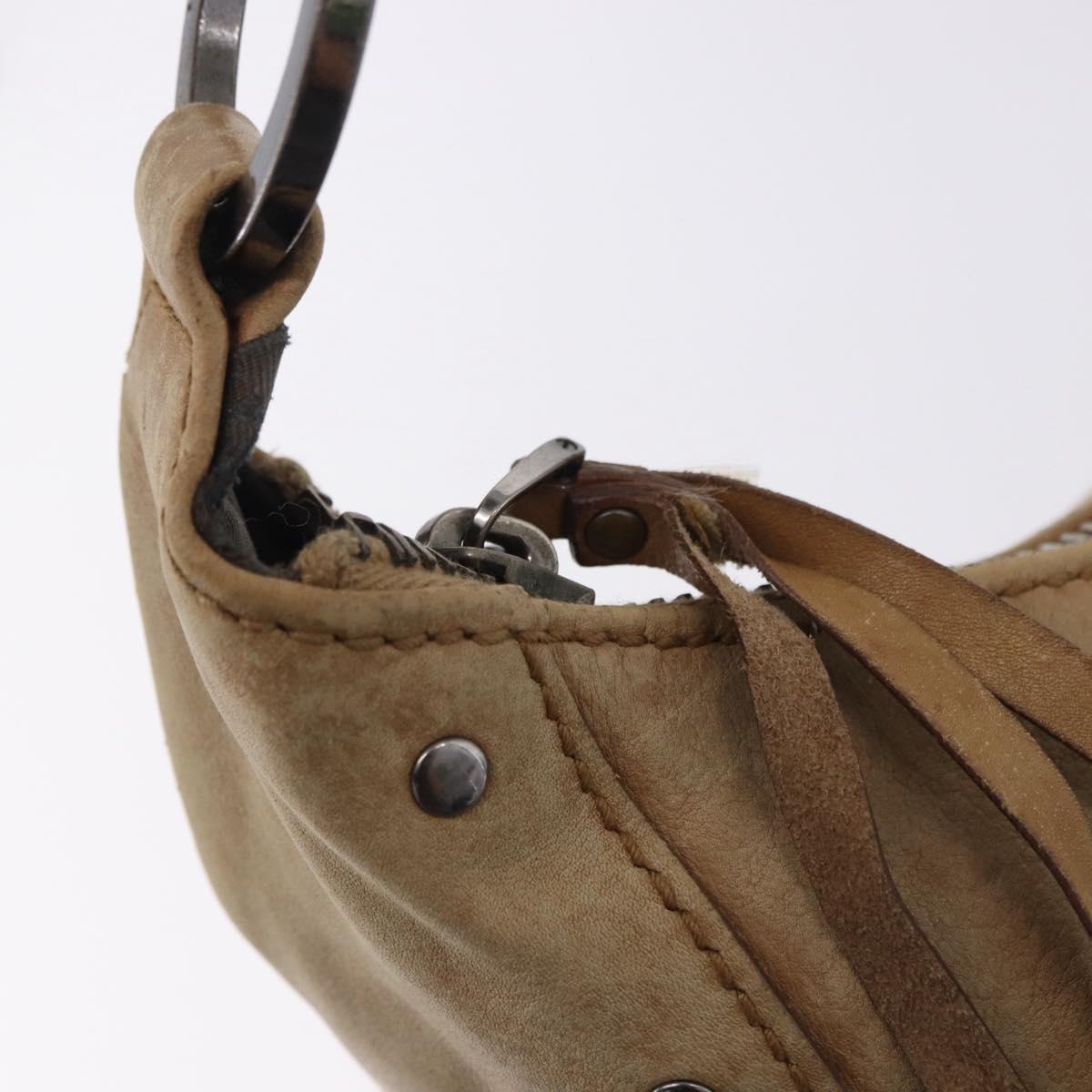 GUCCI Shoulder Bag Leather Beige Silver 95726 Auth ep15181