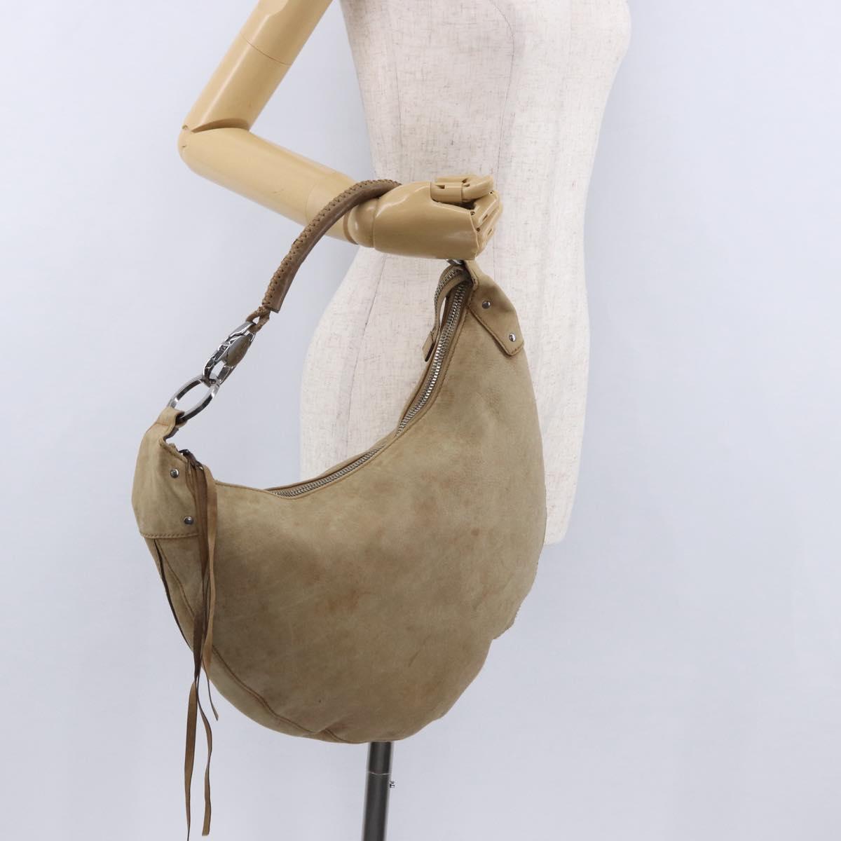 GUCCI Shoulder Bag Leather Beige Silver 95726 Auth ep15181