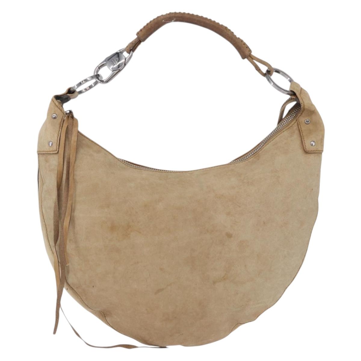GUCCI Shoulder Bag Leather Beige Silver 95726 Auth ep15181
