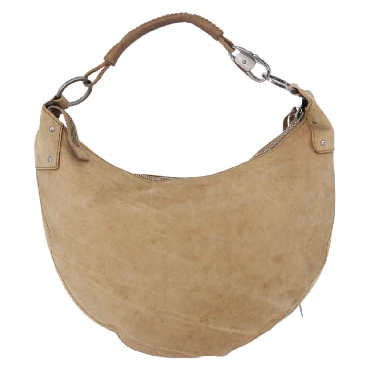 GUCCI Shoulder Bag Leather Beige Silver 95726 Auth ep15181