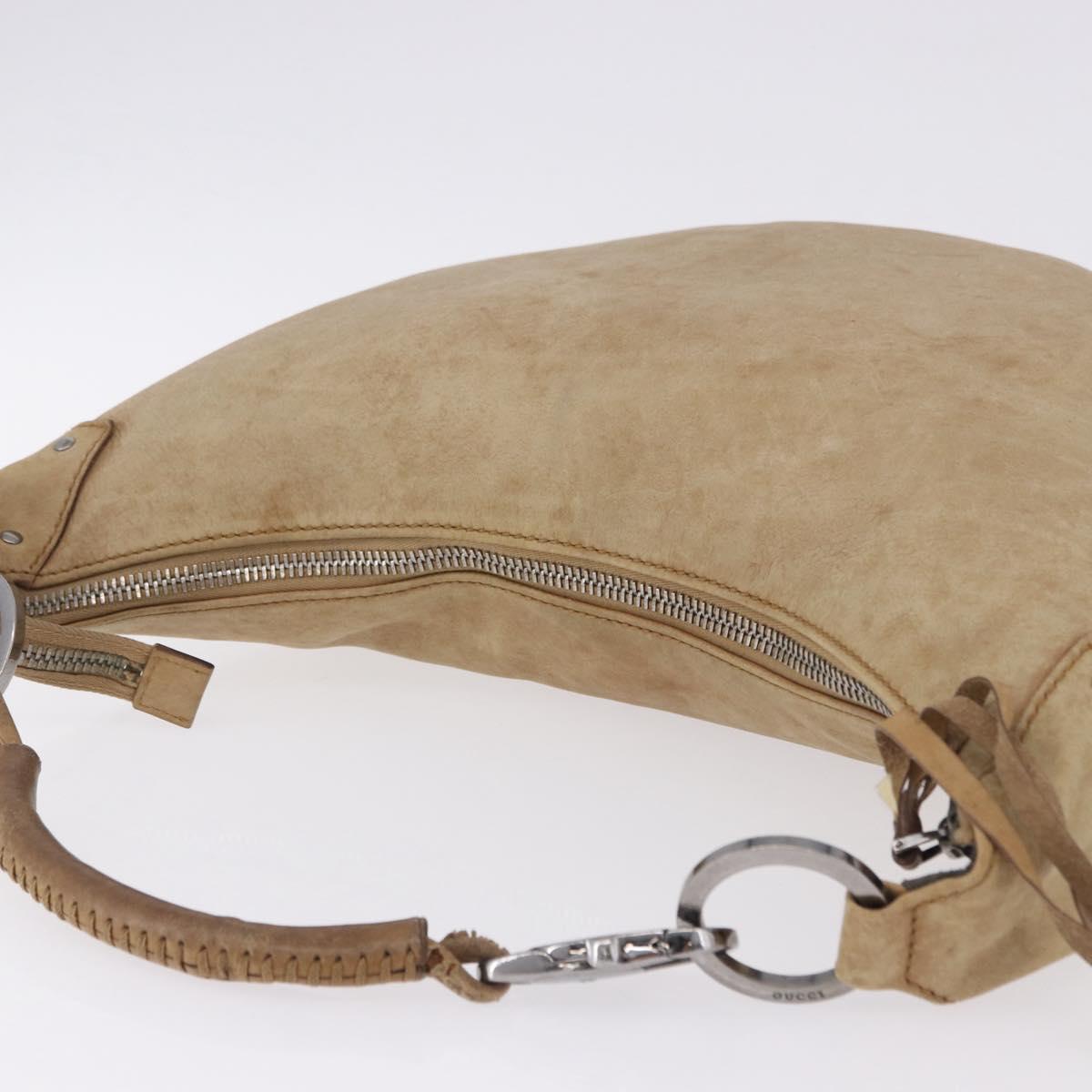 GUCCI Shoulder Bag Leather Beige Silver 95726 Auth ep15181