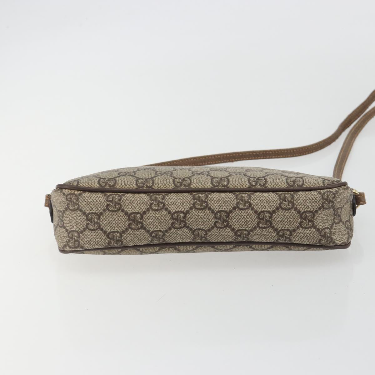 GUCCI GG Supreme Shoulder Bag PVC Leather Beige Gold Tone Auth ep15182