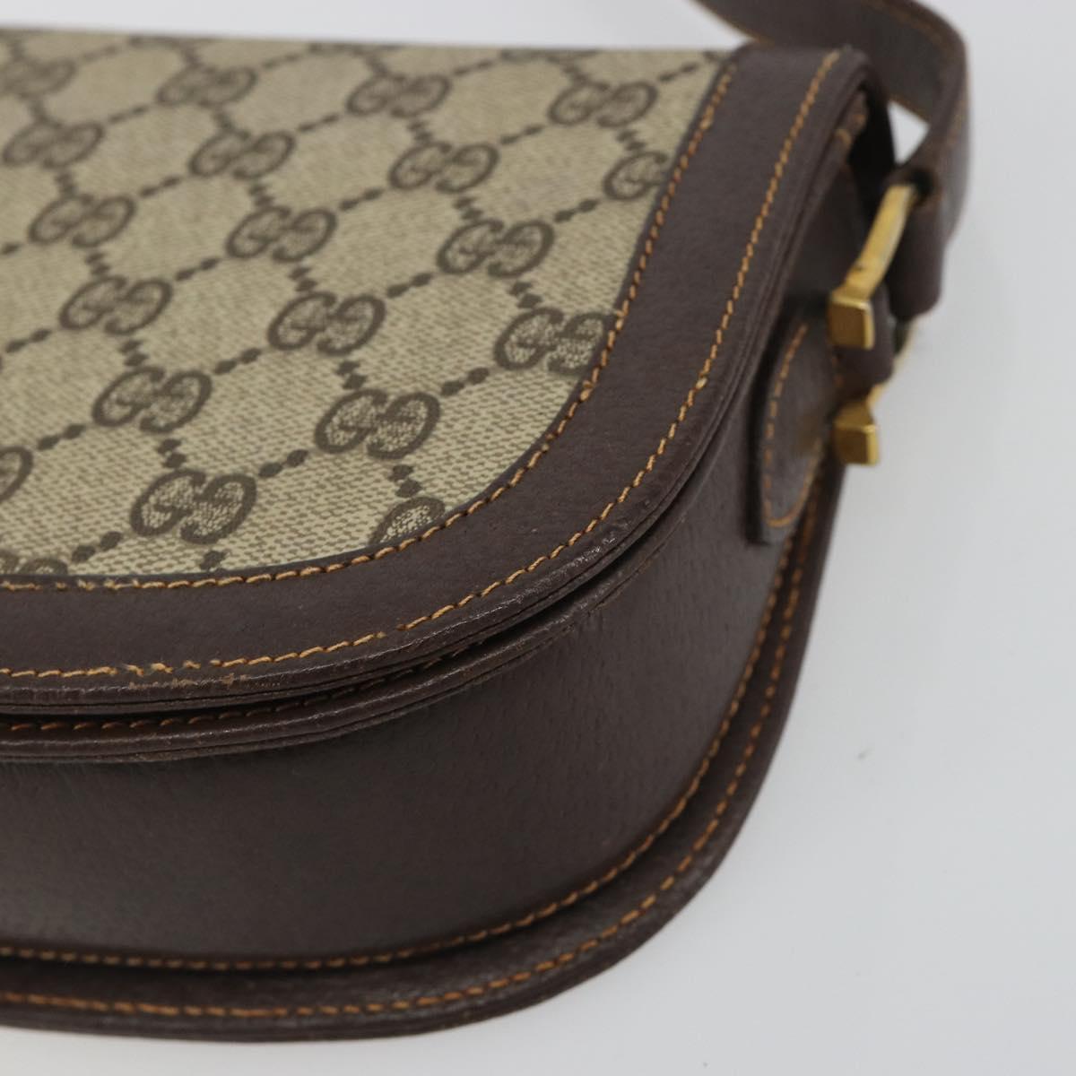 GUCCI GG Supreme Shoulder Bag PVC Leather Beige Gold Tone Auth ep15186