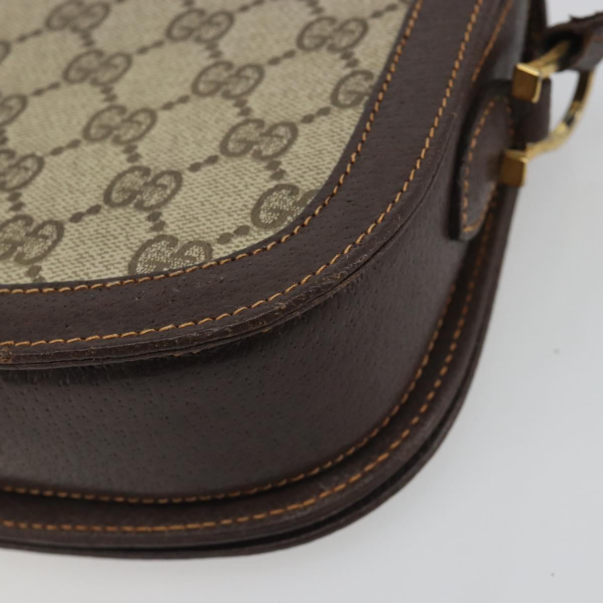 GUCCI GG Supreme Shoulder Bag PVC Leather Beige Gold Tone Auth ep15186