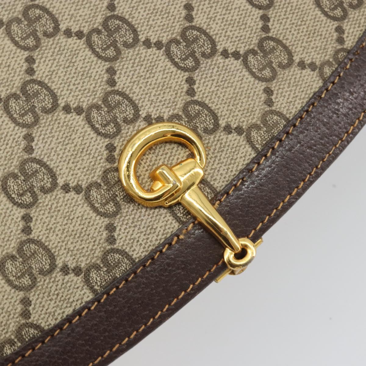 GUCCI GG Supreme Shoulder Bag PVC Leather Beige Gold Tone Auth ep15186