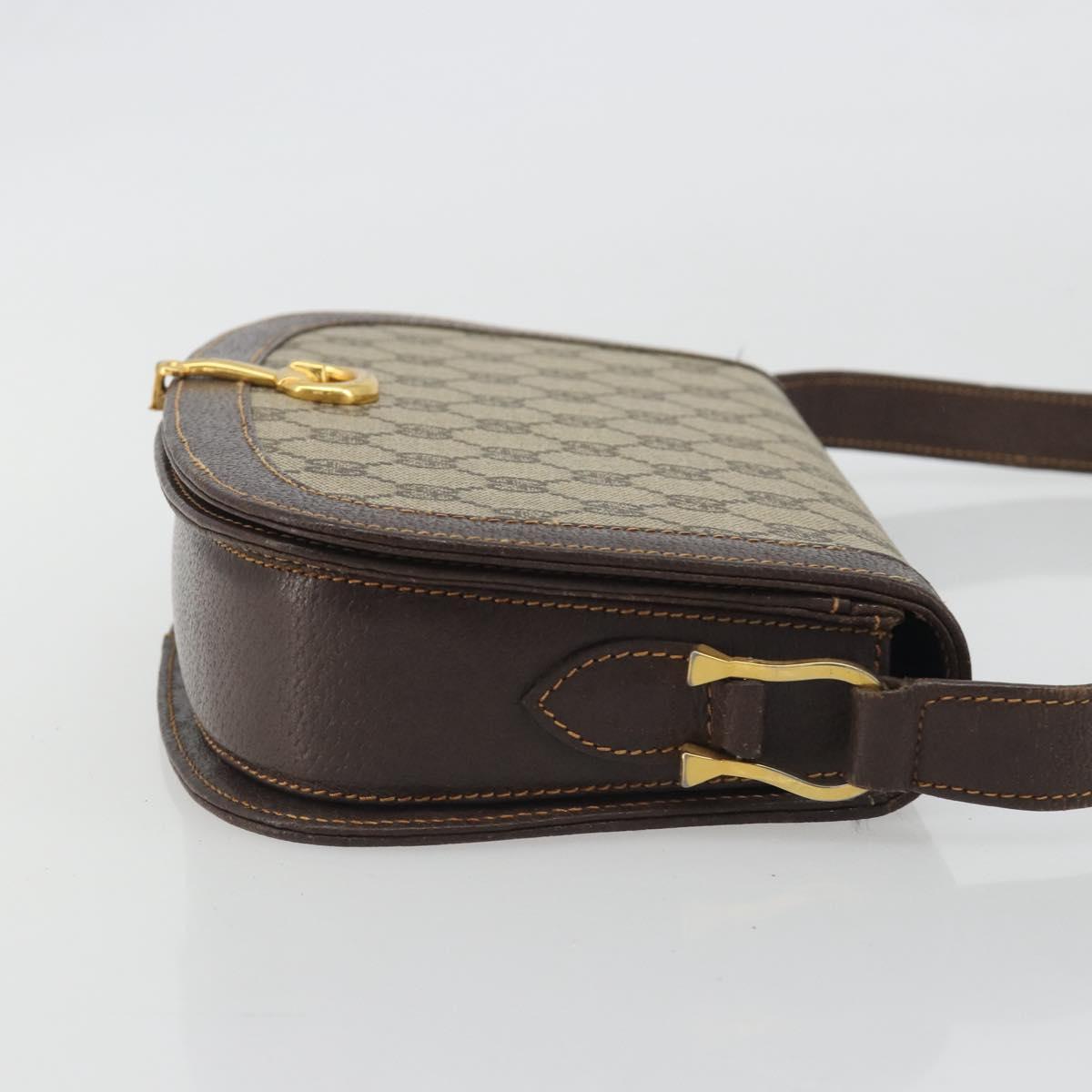 GUCCI GG Supreme Shoulder Bag PVC Leather Beige Gold Tone Auth ep15186