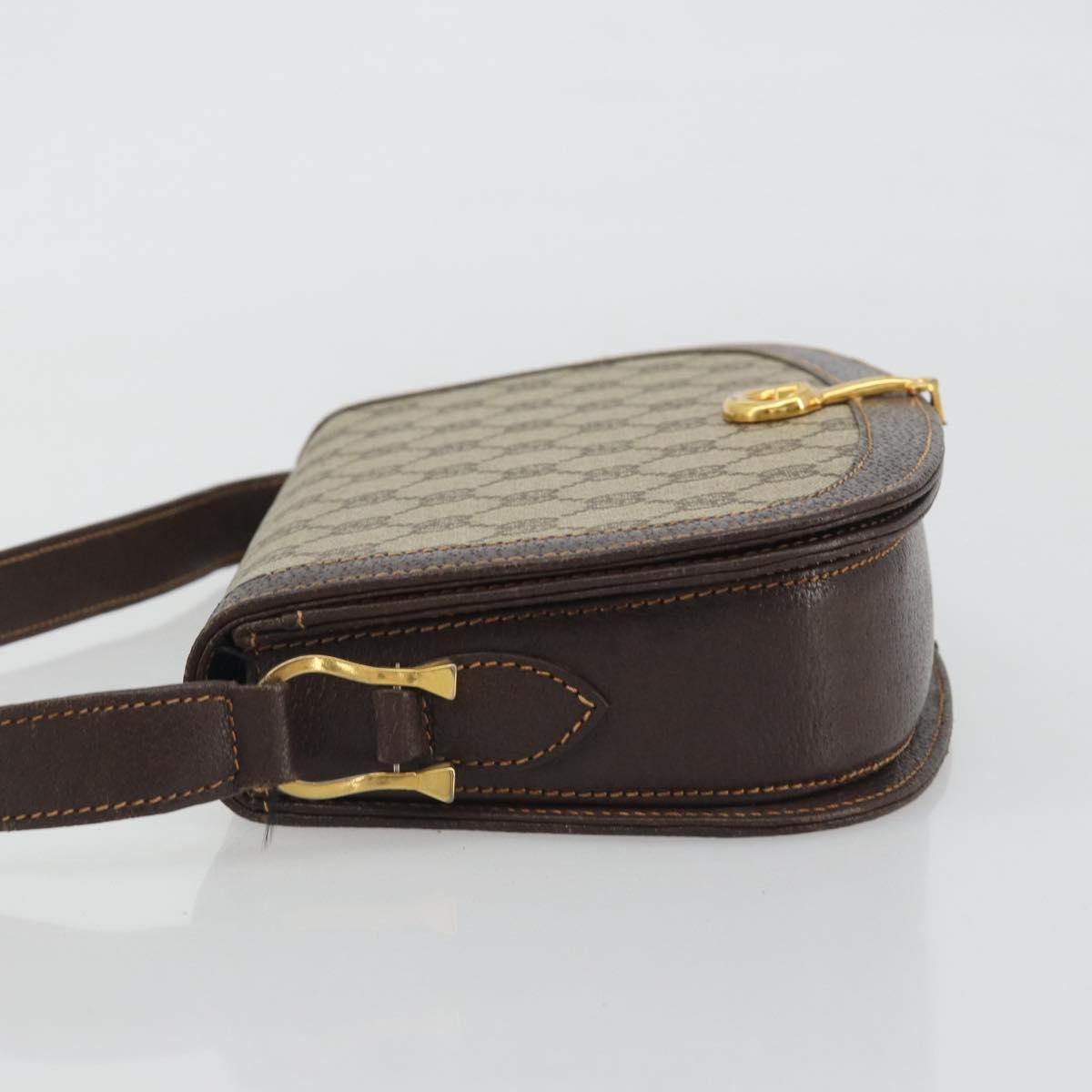 GUCCI GG Supreme Shoulder Bag PVC Leather Beige Gold Tone Auth ep15186