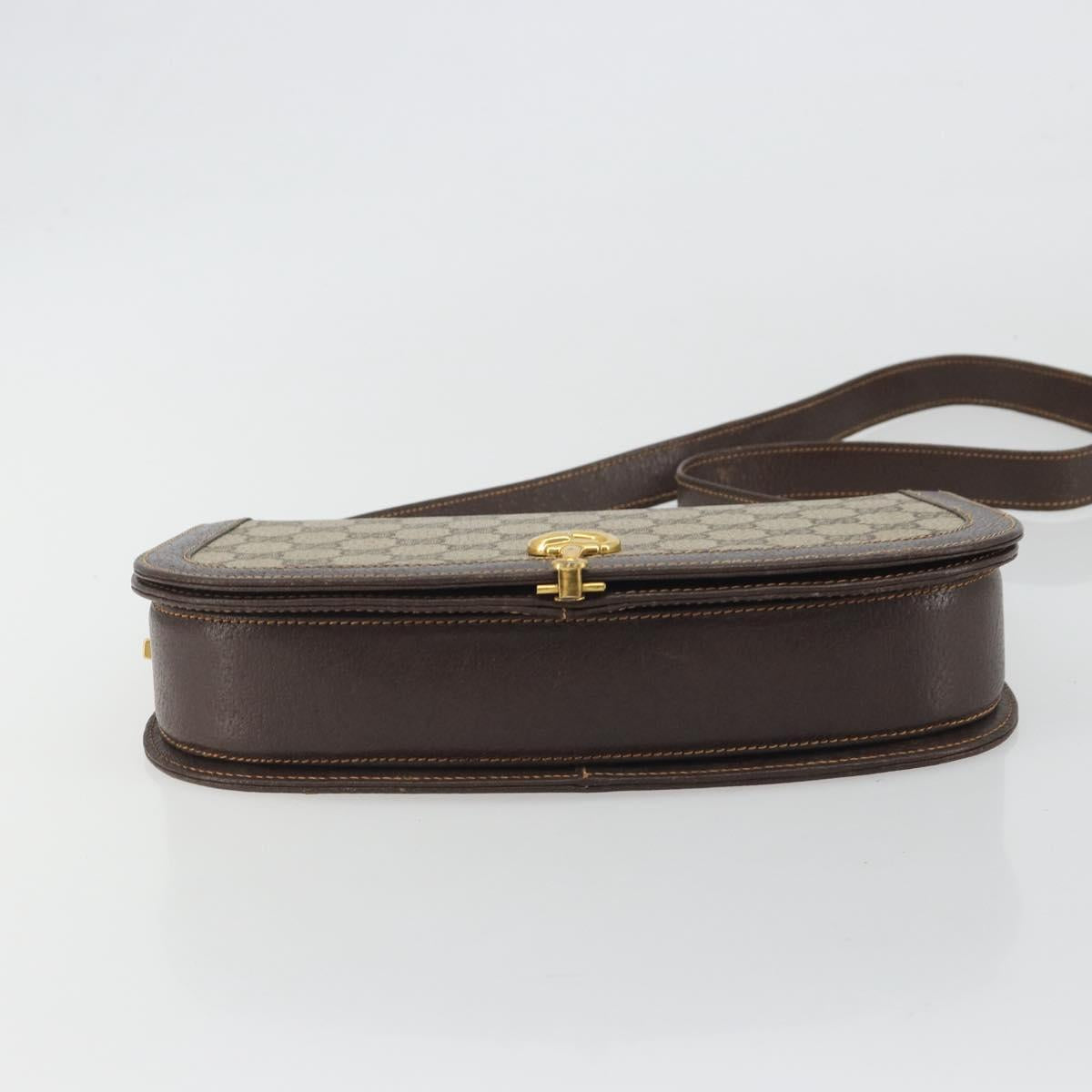 GUCCI GG Supreme Shoulder Bag PVC Leather Beige Gold Tone Auth ep15186
