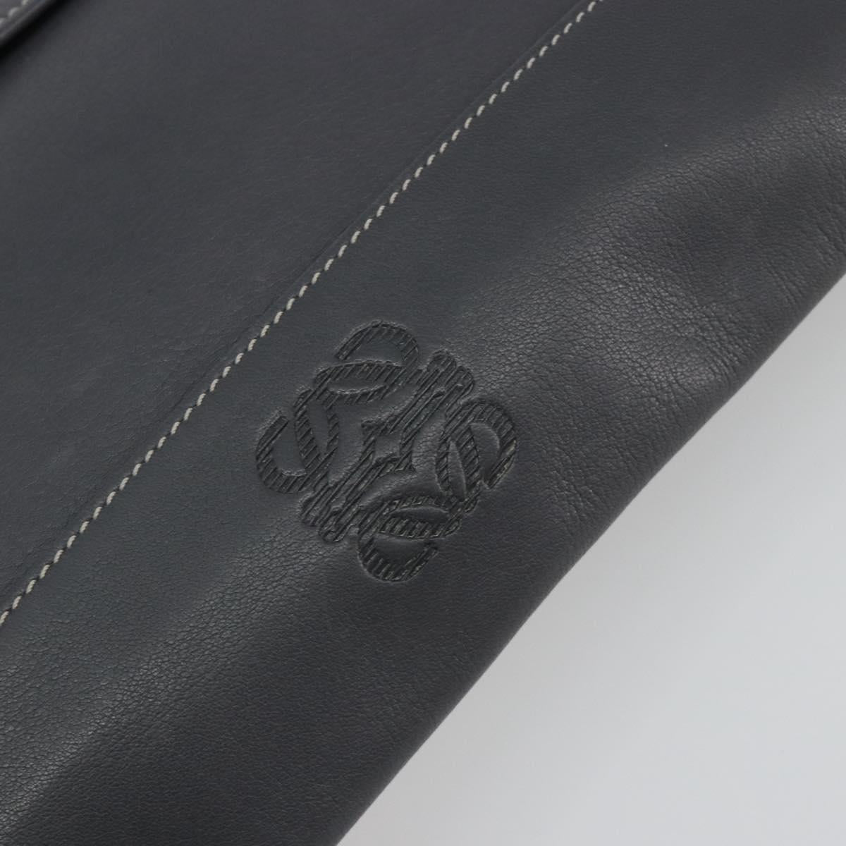 LOEWE Clutch Bag Leather Gray Auth ep15192