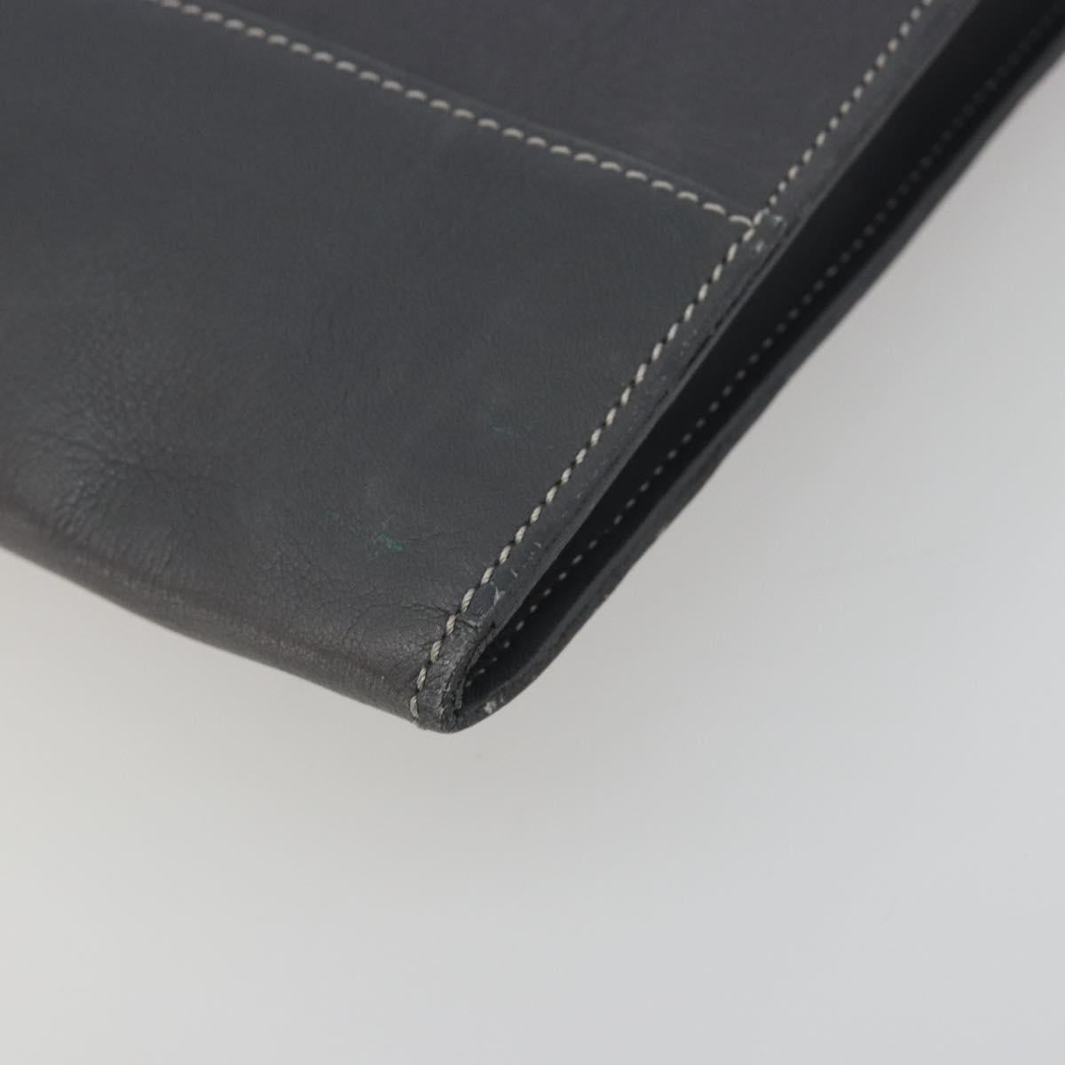 LOEWE Clutch Bag Leather Gray Auth ep15192