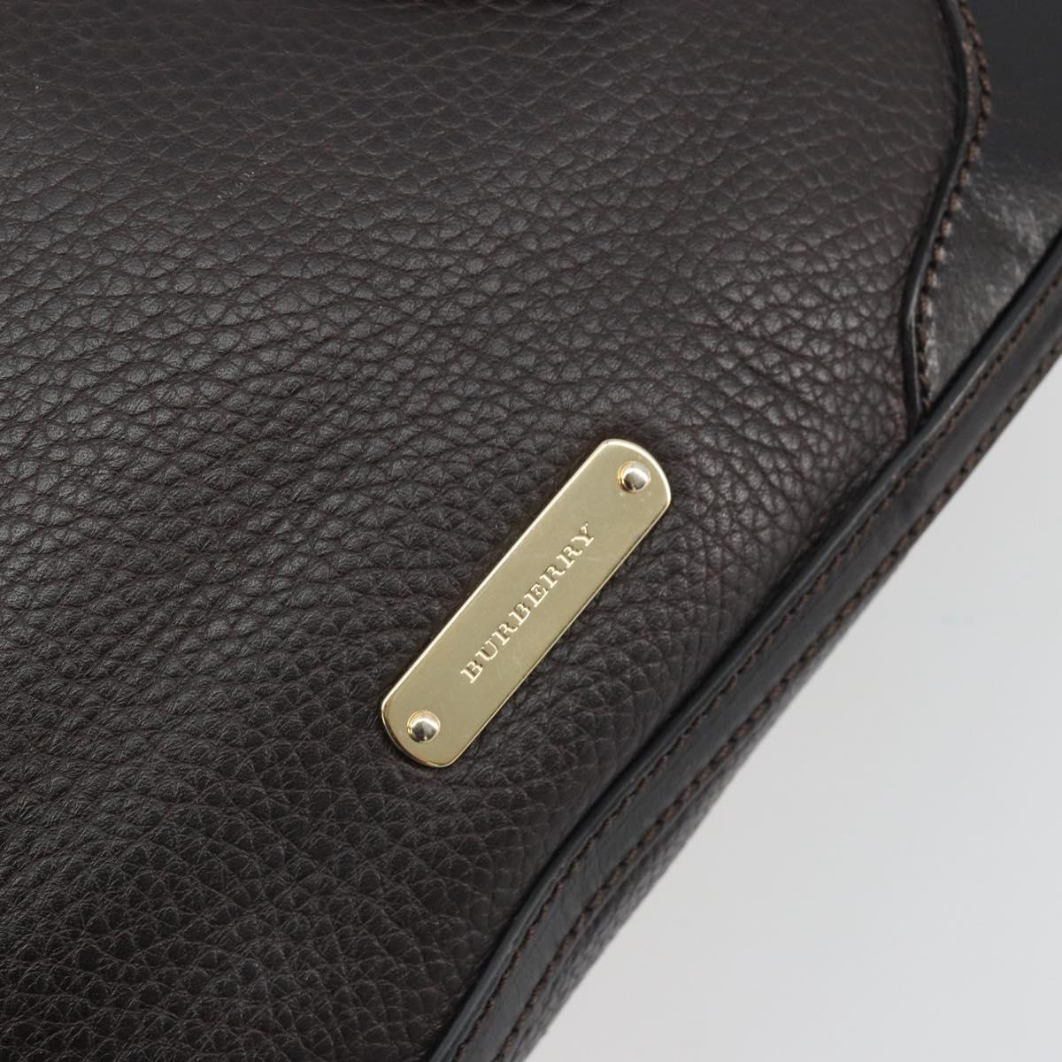 BURBERRY Hand Bag Leather 2way Black Gold Tone Auth ep15195