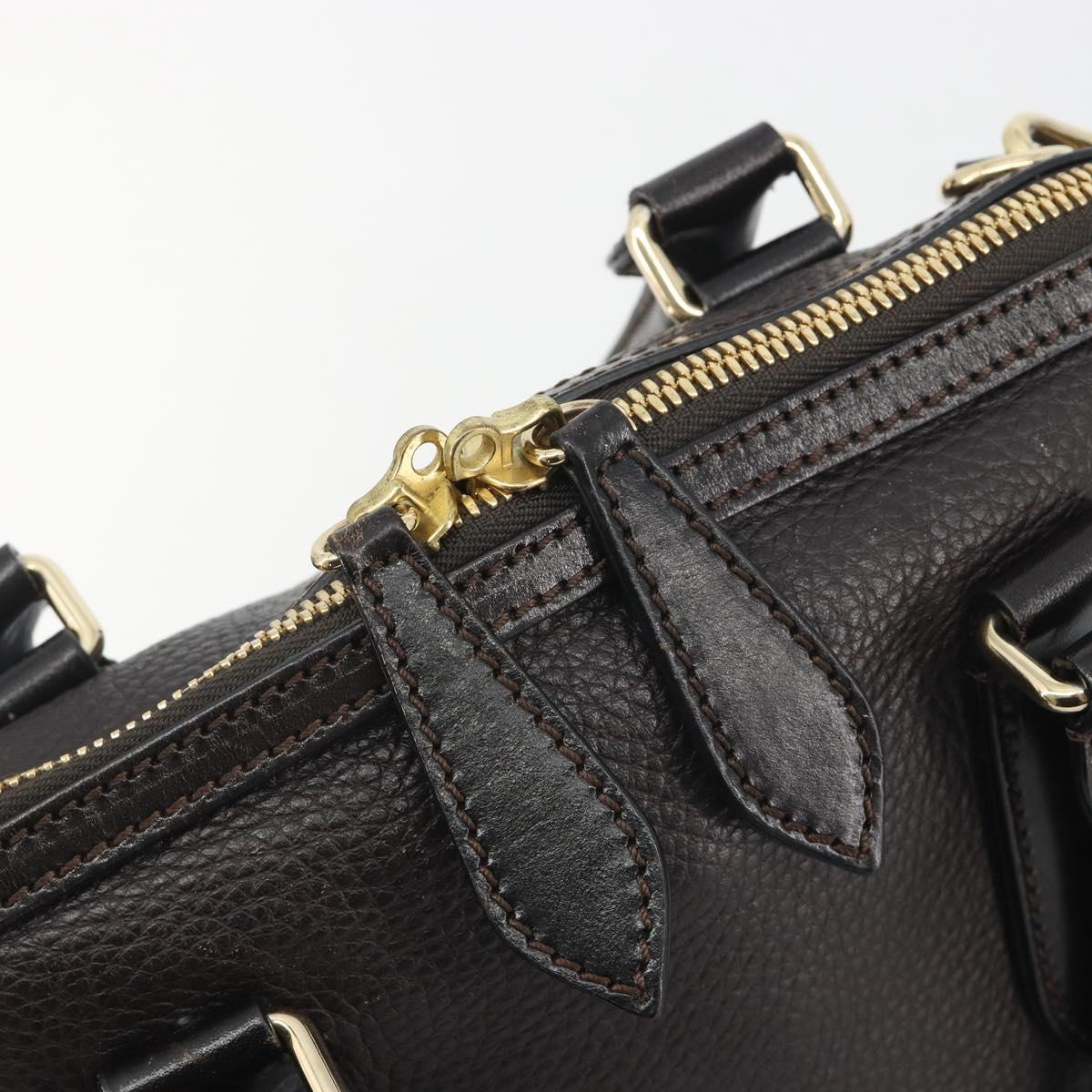 BURBERRY Hand Bag Leather 2way Black Gold Tone Auth ep15195