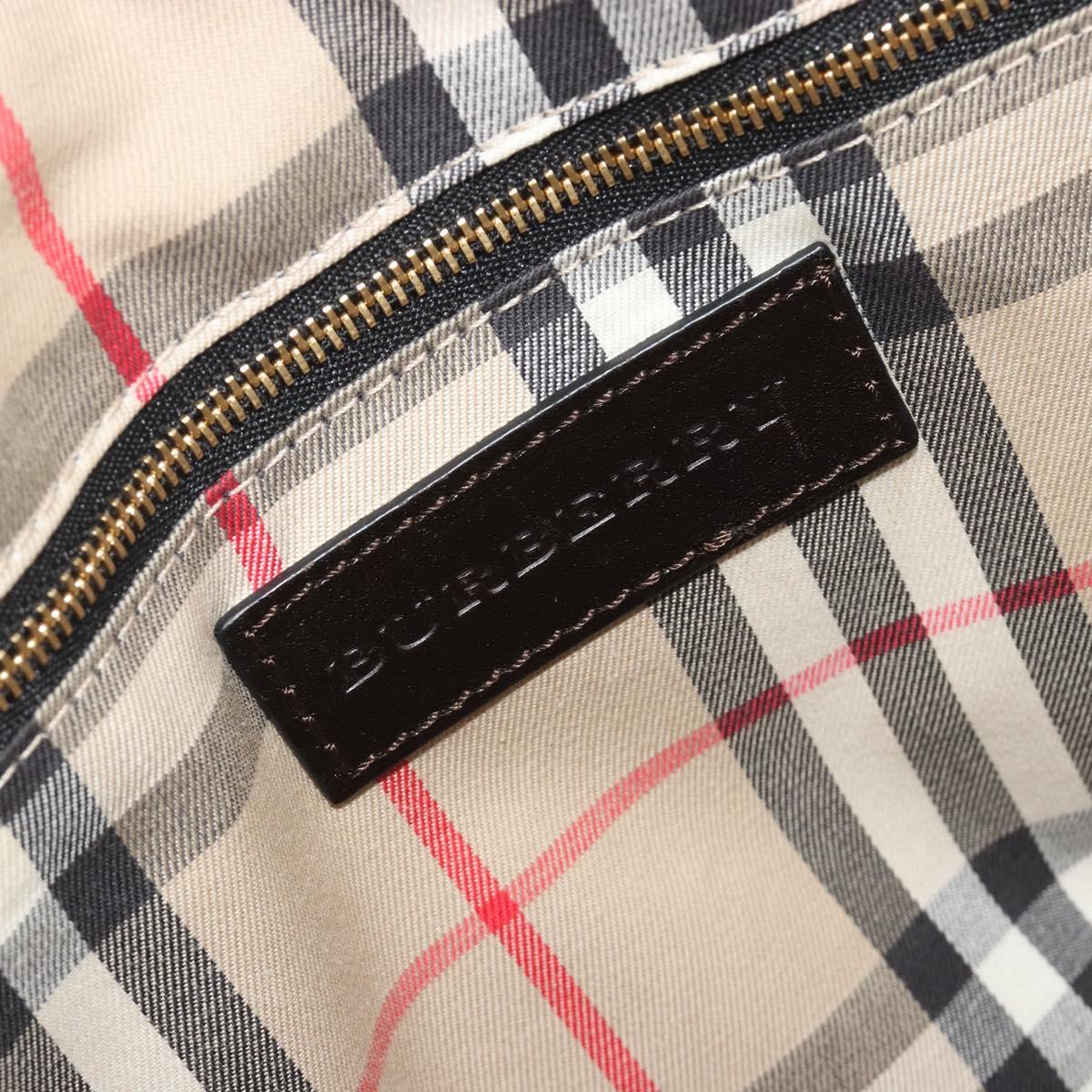 BURBERRY Hand Bag Leather 2way Black Gold Tone Auth ep15195