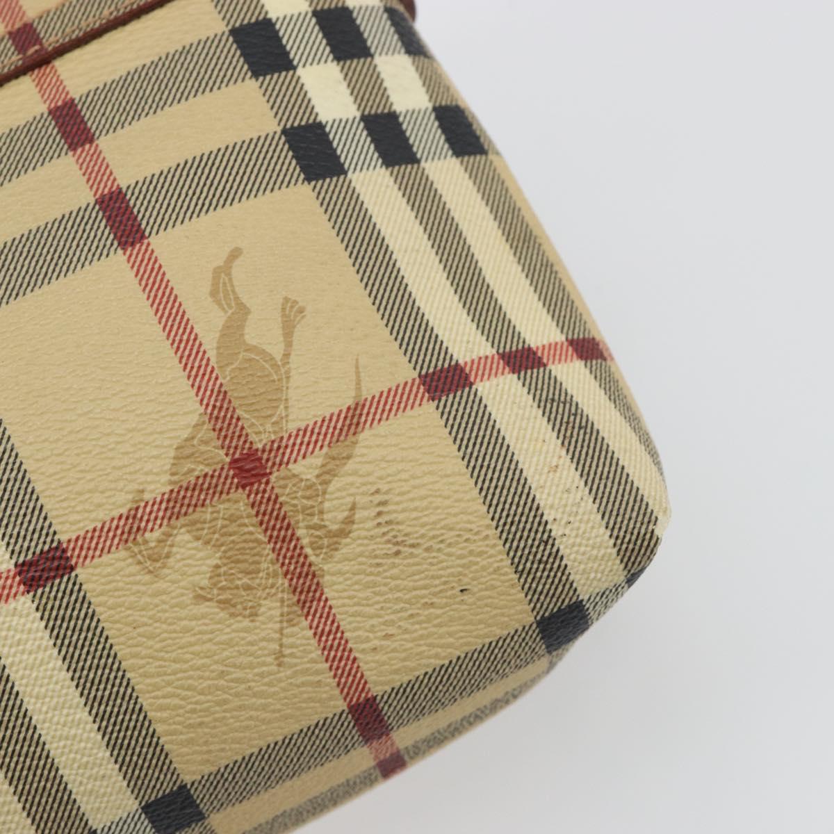 BURBERRY Nova Check Shoulder Bag PVC Leather Beige Gold Tone Auth ep15196A