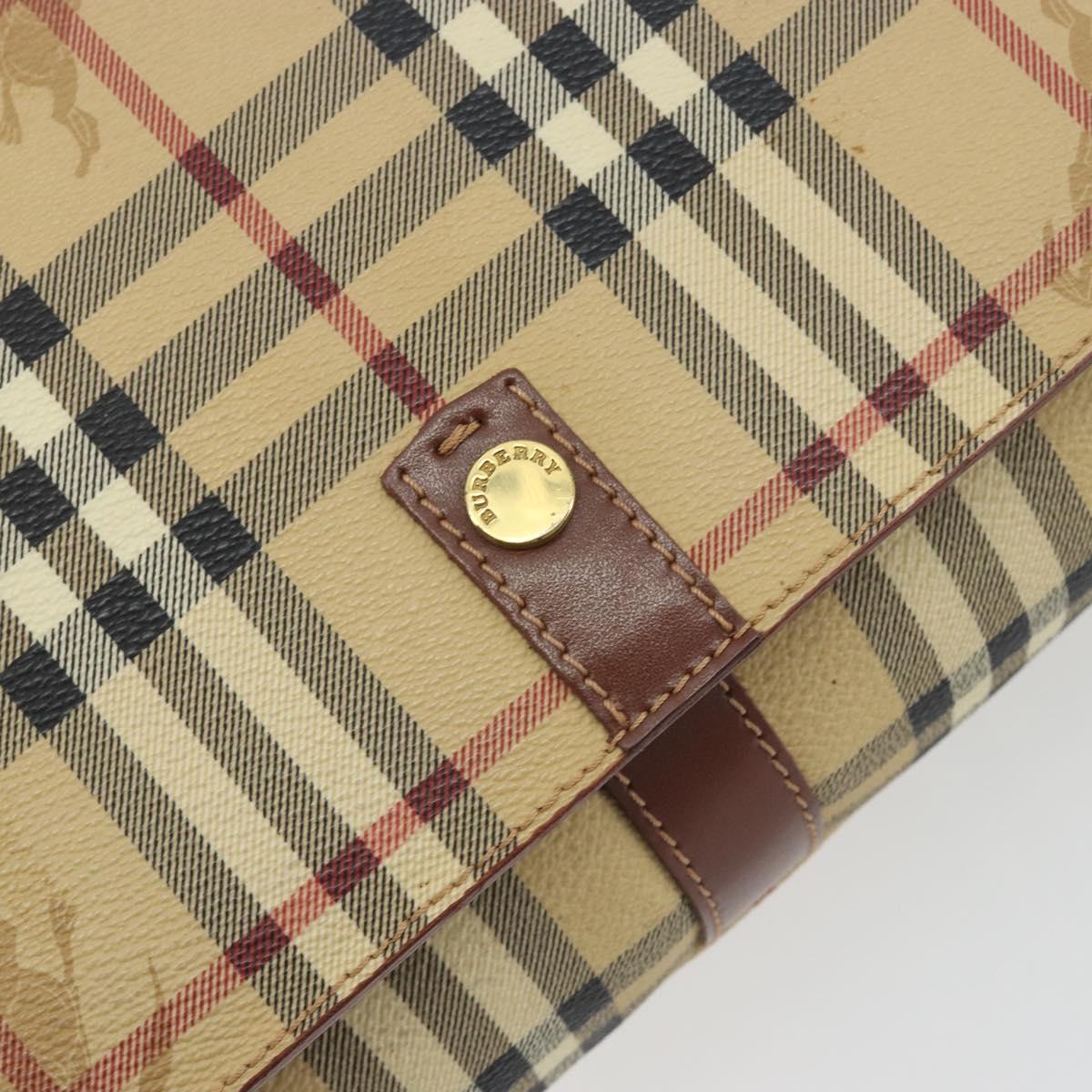 BURBERRY Nova Check Shoulder Bag PVC Leather Beige Gold Tone Auth ep15196A