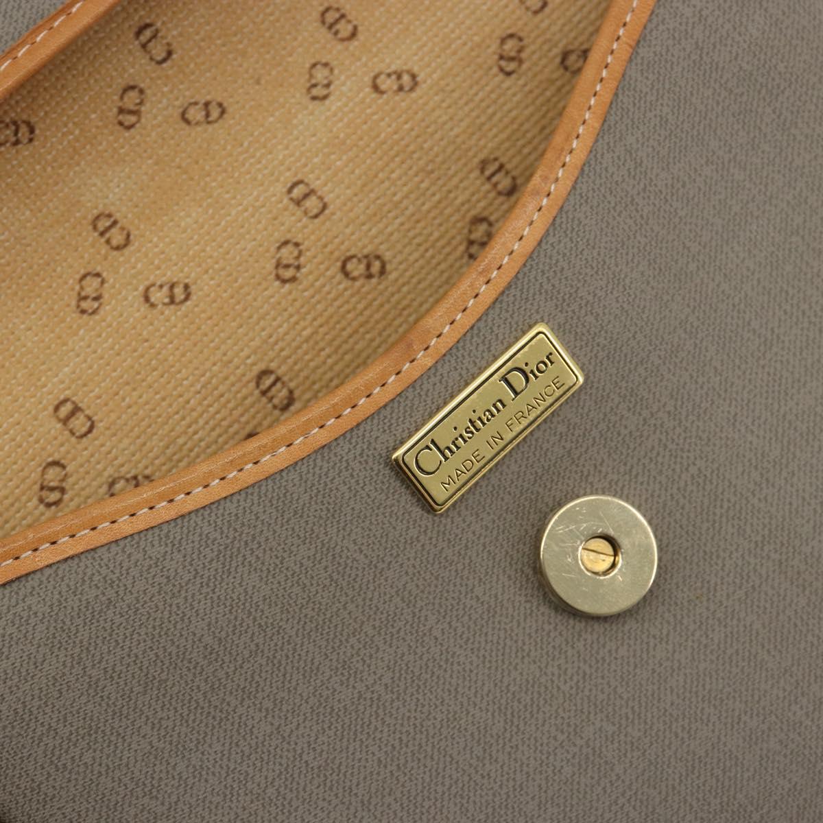 Christian Dior Shoulder Bag PVC Leather Gray Brown Auth ep15197